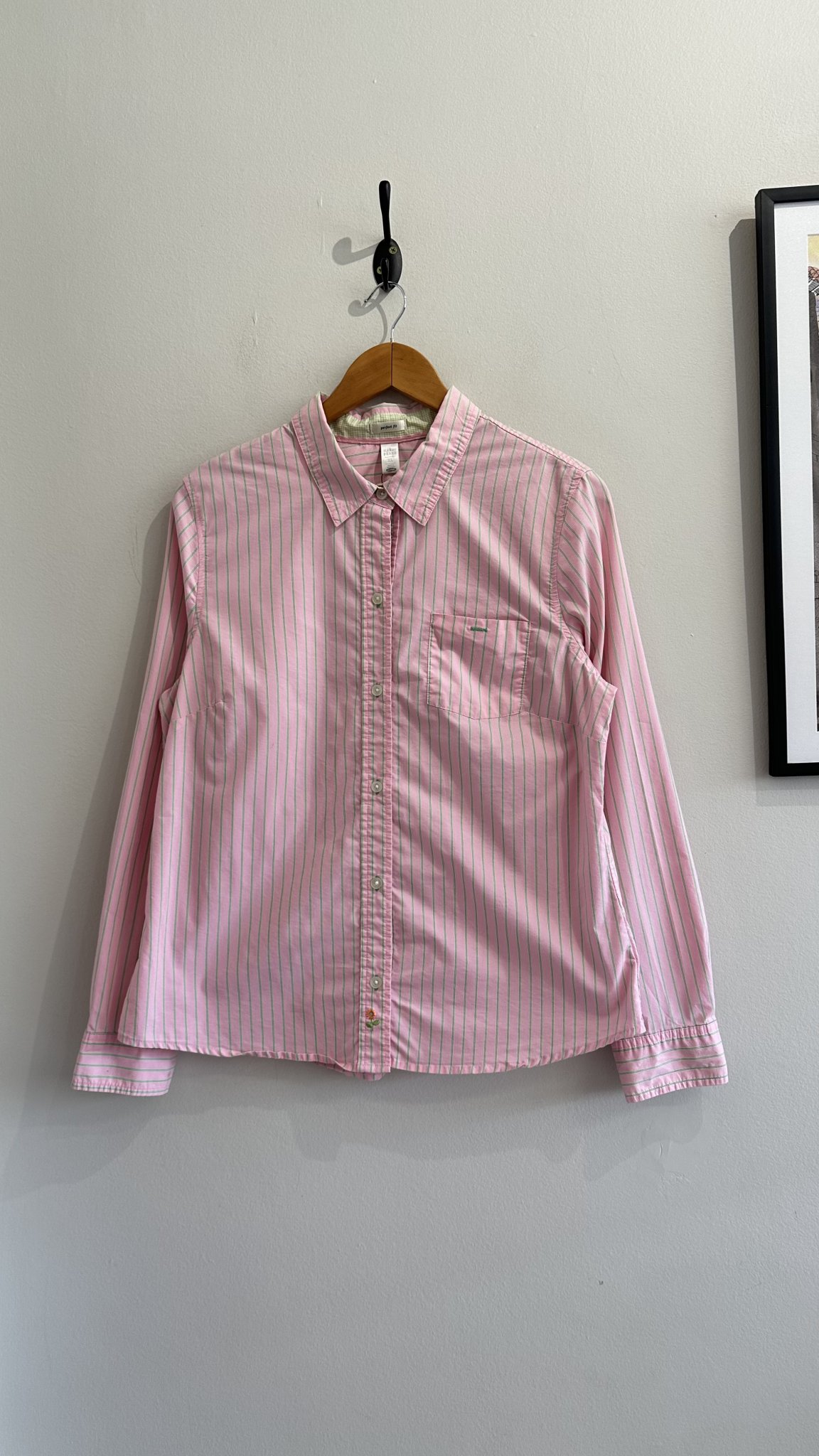 Camisa listrada rosa e verde m/longa Old Navy - M azul-marinho, rosa, verde tamanho M - foto principal
