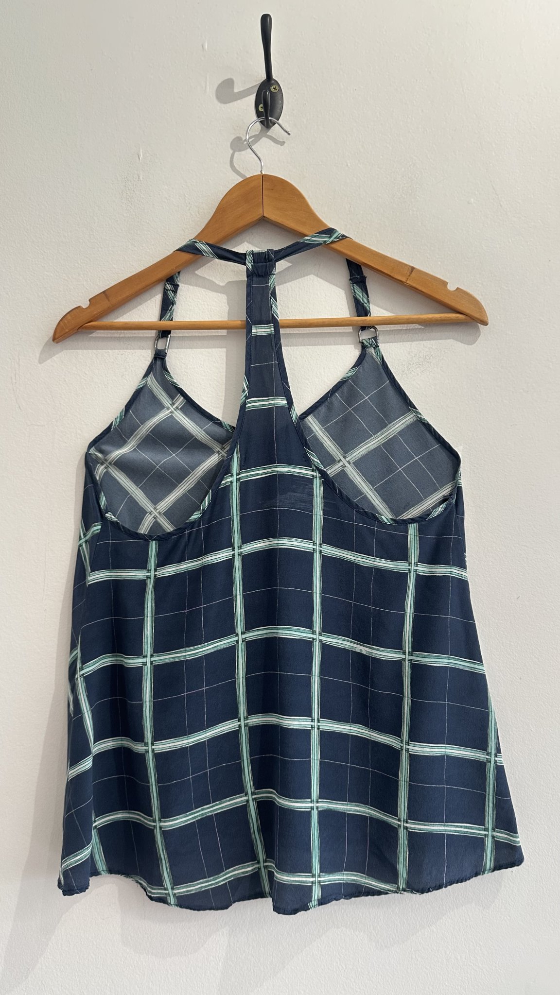 Blusa azul e verde de seda s/manga - 38 azul, verde tamanho 38 - vista adicional 3