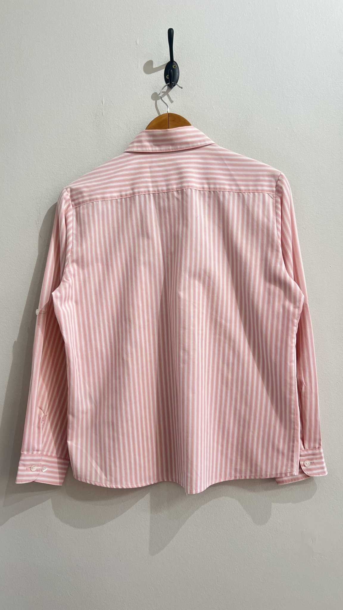 Camisa curta listrada branca e rosa m/longa Allison Daley de algodão - 38/40 branco, rosa tamanho 38/40 - vista adicional 3
