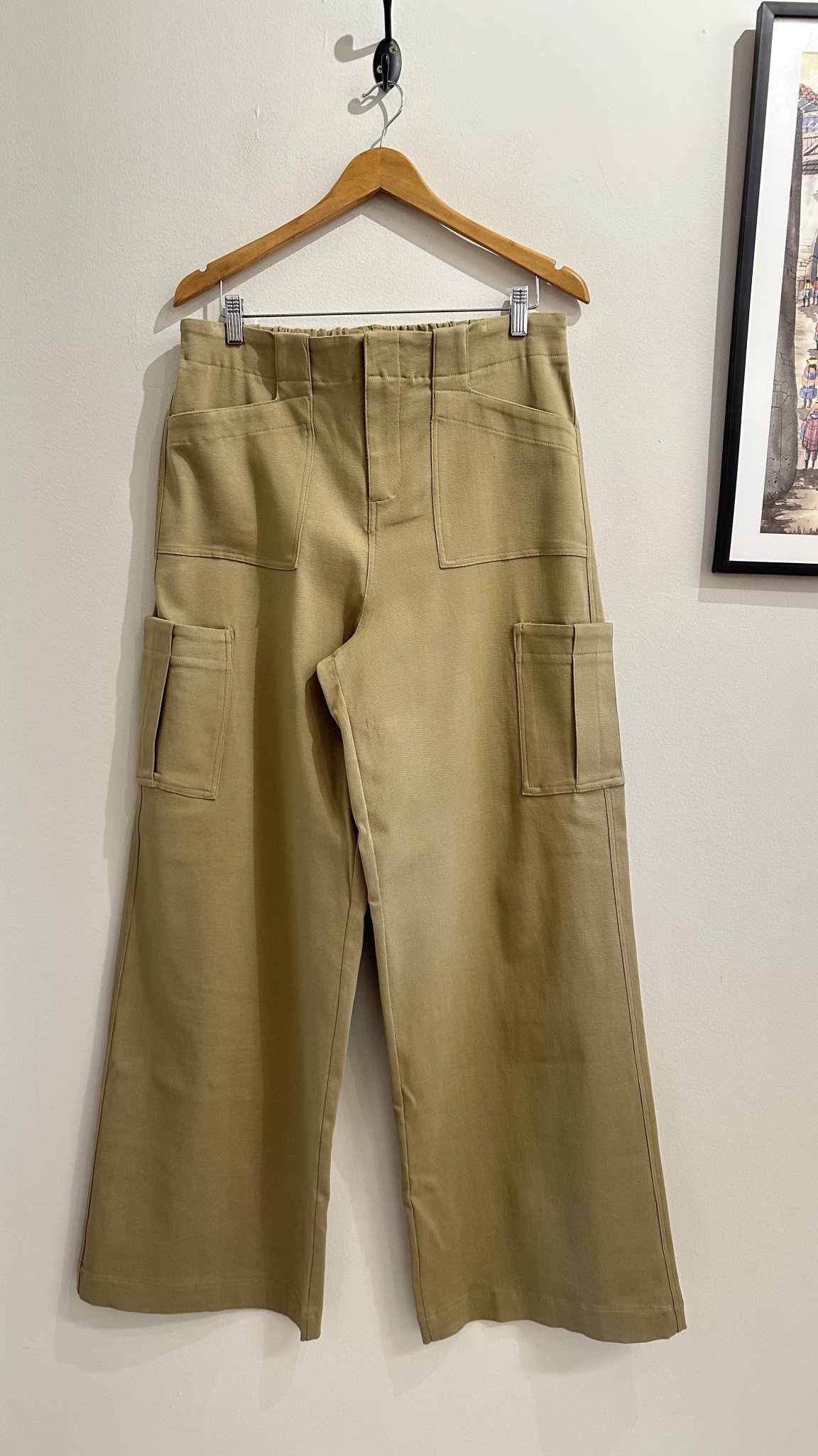 Calça pantalona cargo caqui de cintura regulável Fab´rik - G tamanho G - foto principal