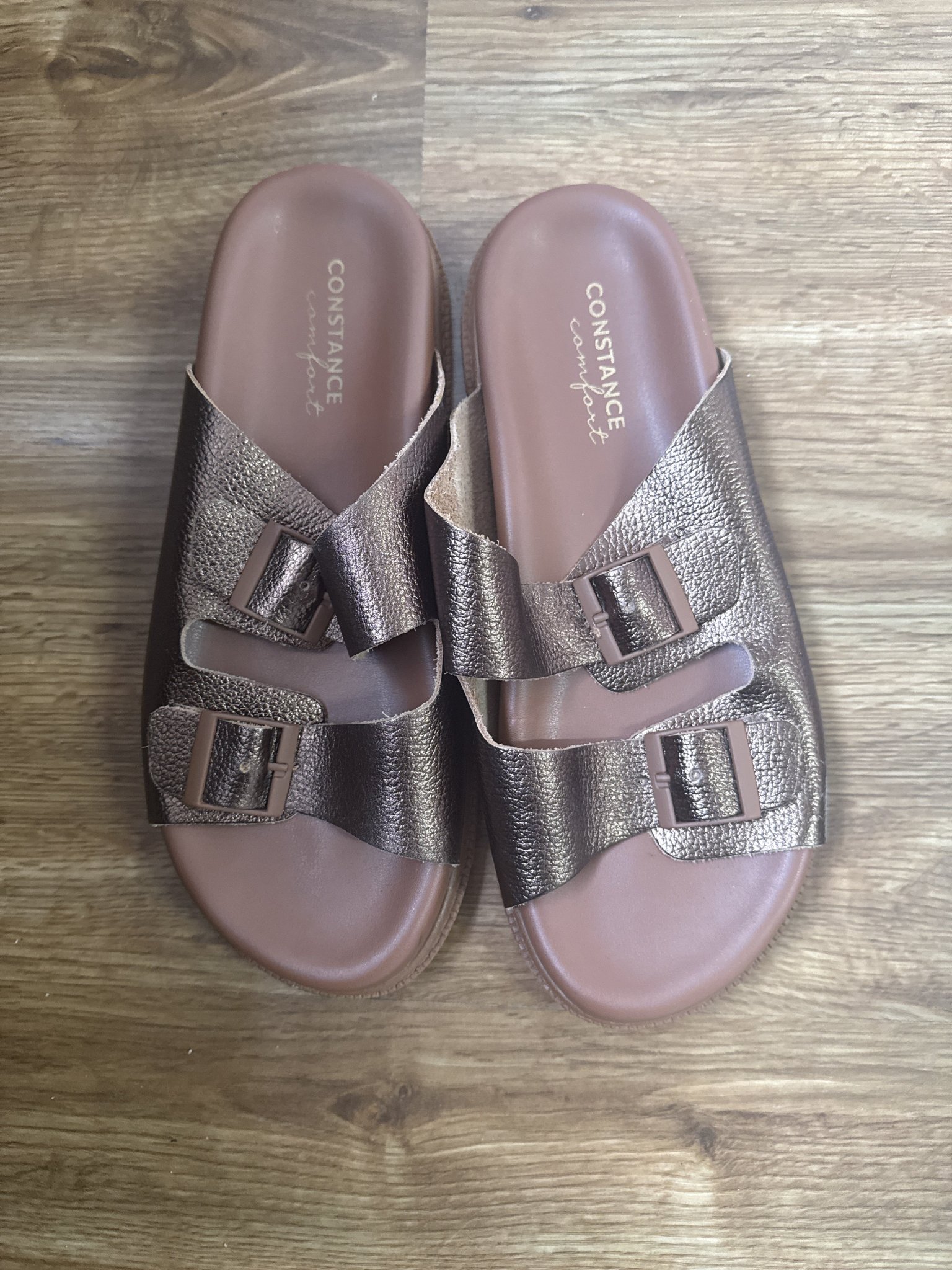 Papete flatform de couro bronze metalizada Constance - 39 tamanho 39 - foto principal