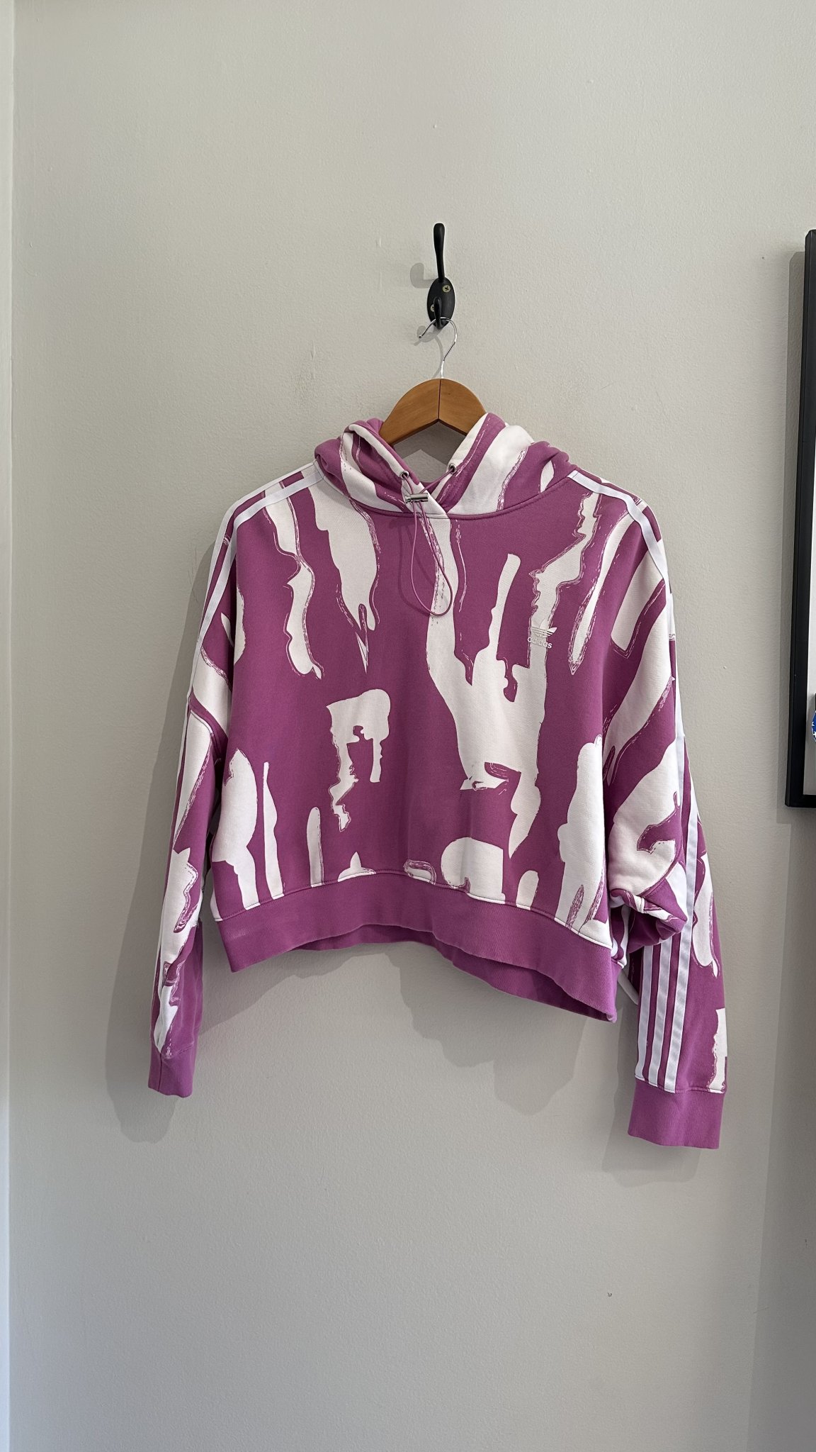 Moletom roxo e branco com capuz Adidas de algodão - G branco, roxo tamanho G - foto principal