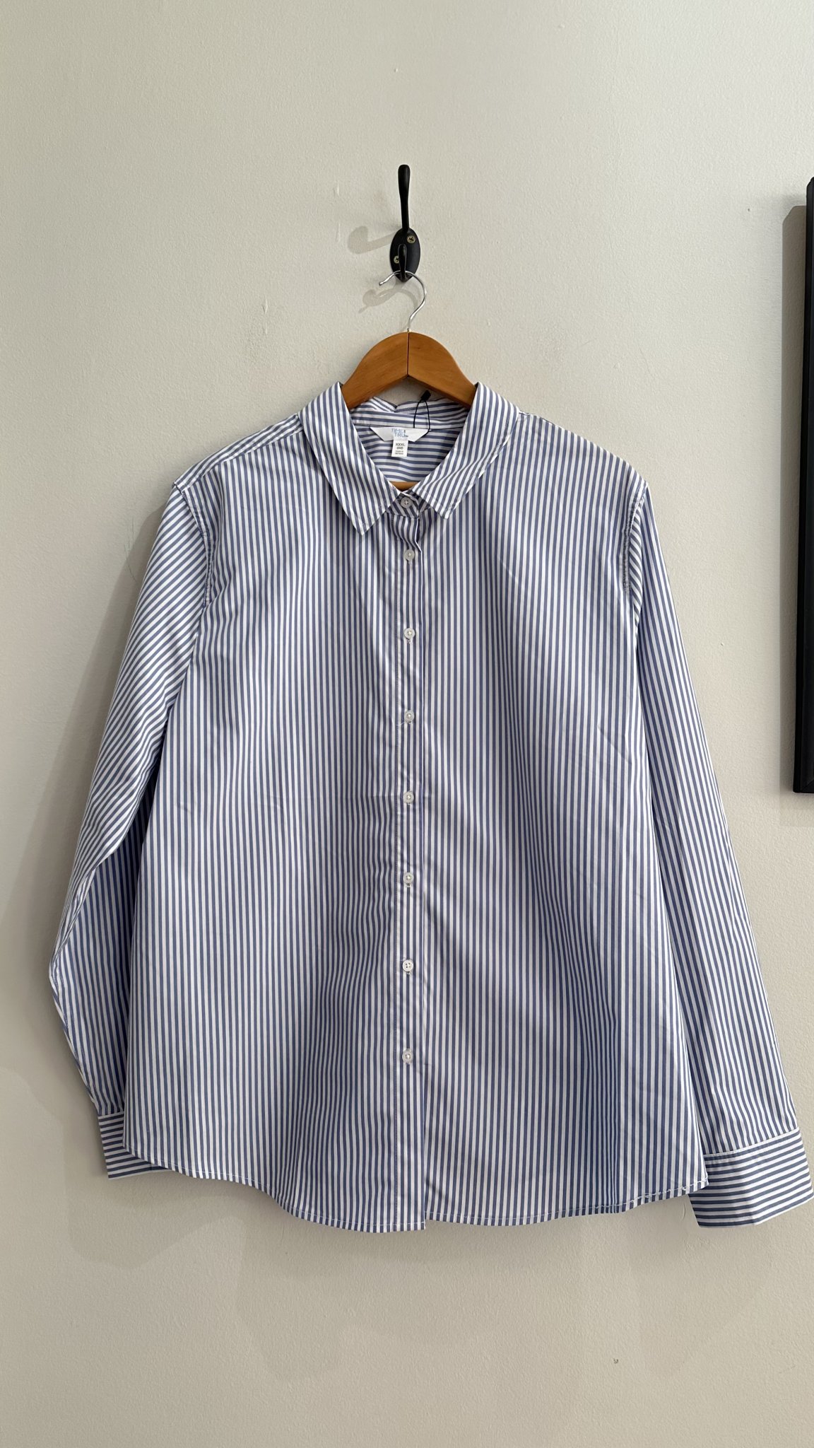 Camisa listrada azul e branco m/longa Time Tru - 3G branco, azul - foto principal