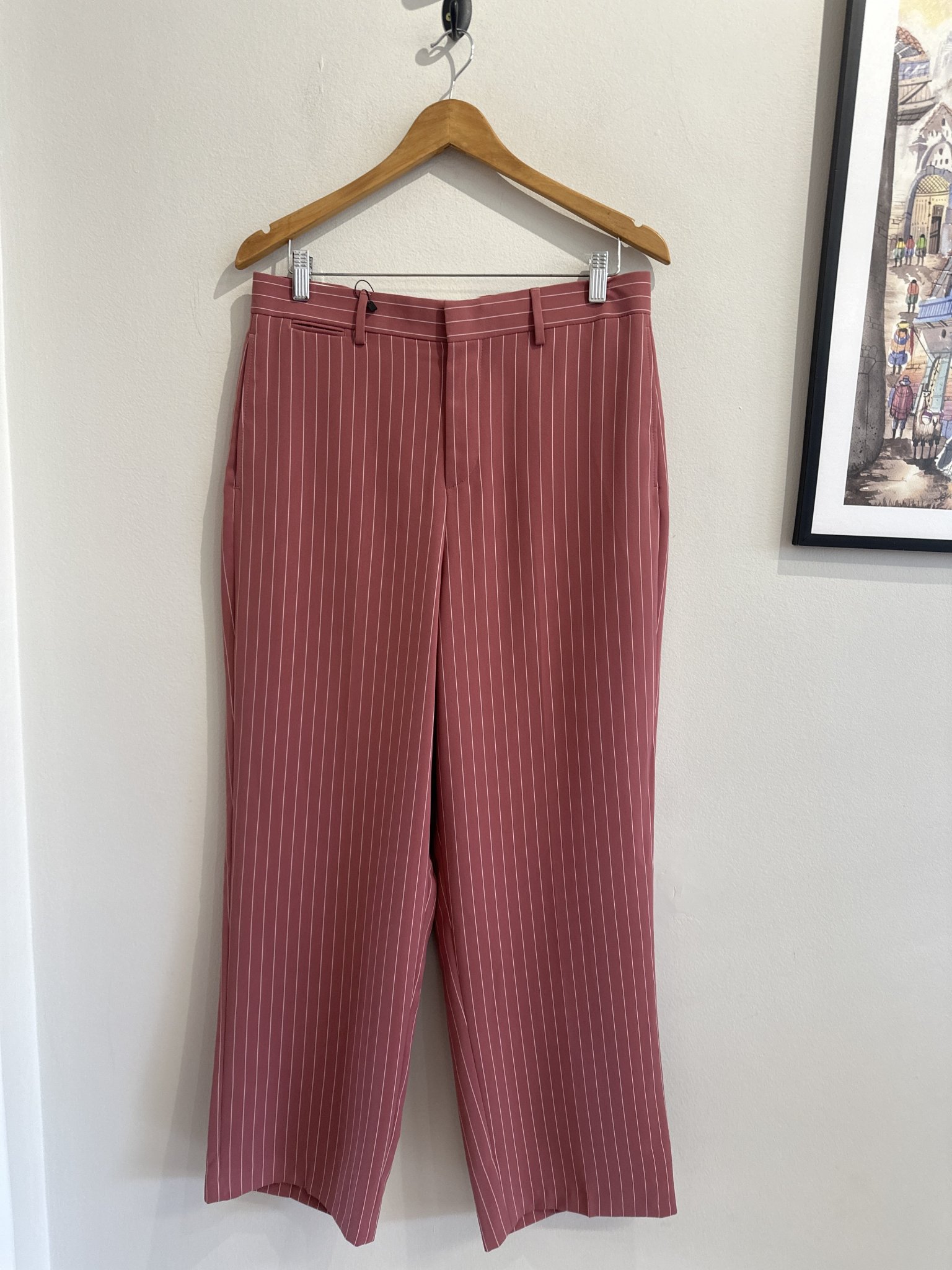 Calça alfaiataria listrada rosa e branco - 40/42 branco, rosa tamanho 40/42 - foto principal