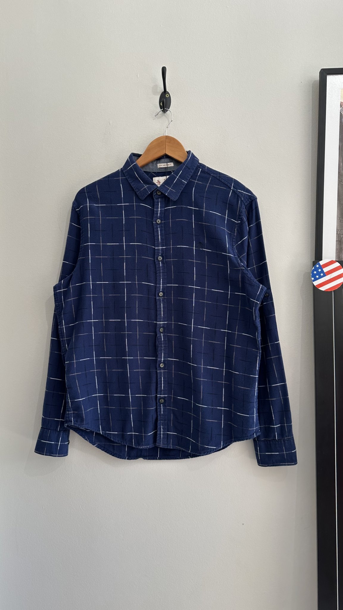 Camisa quadriculada azul escuro m/longa Penguin - G tamanho G - foto principal