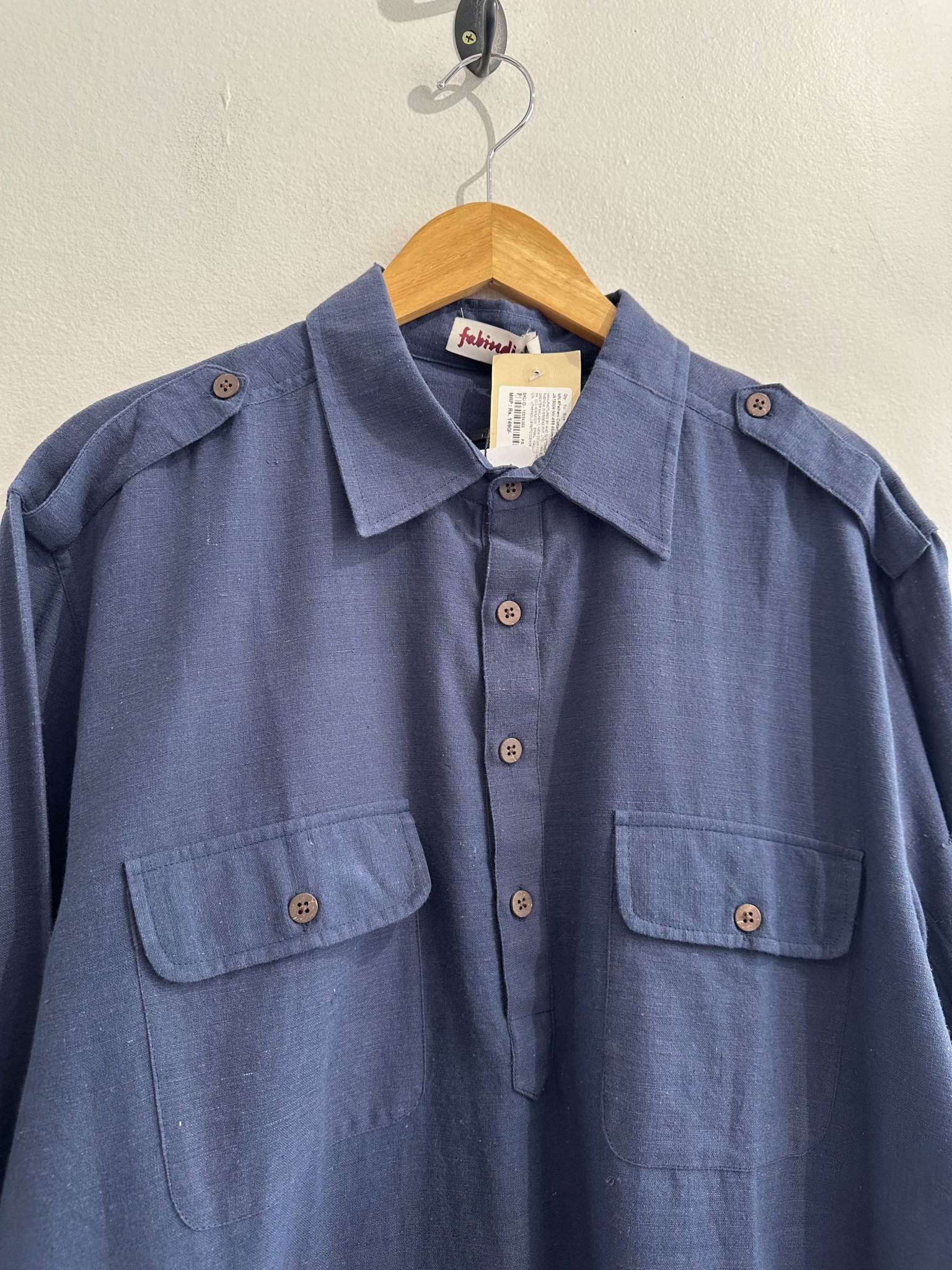 Vestido longo cargo azul escuro m/longa Fabindia - G tamanho G - vista adicional 5