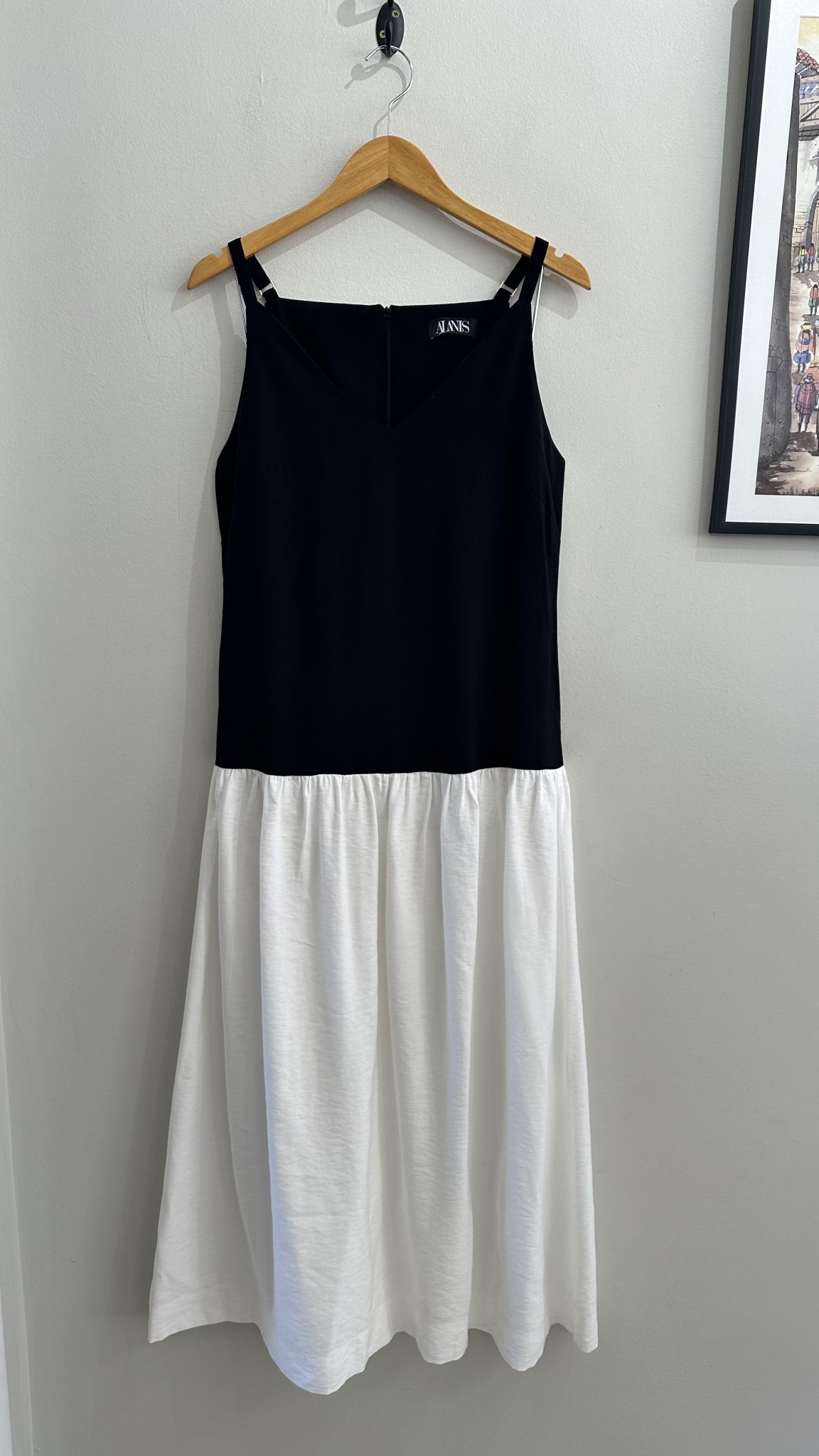 Vestido longo duo preto e saia branca de alcinha Alanis - M preto, branco tamanho M - foto principal