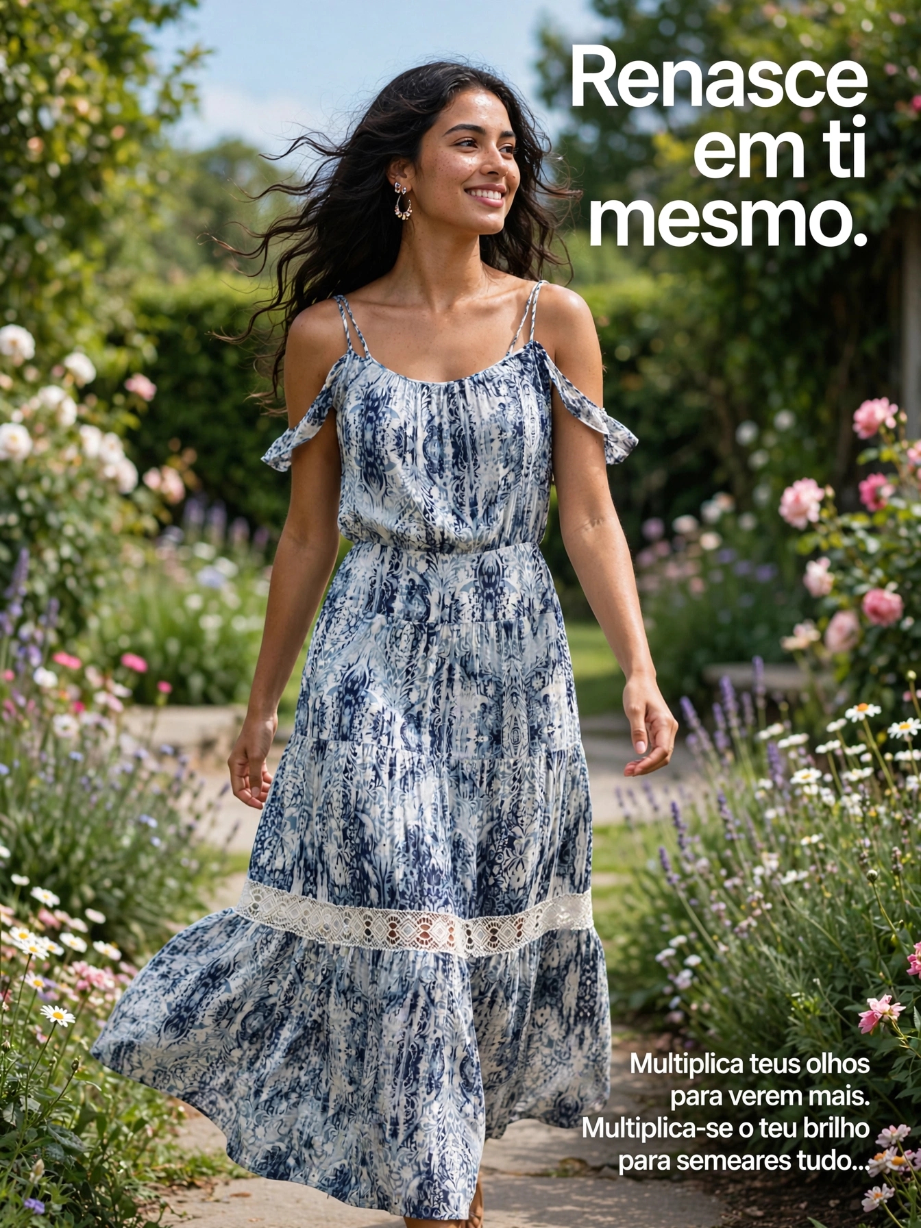 Vestido longo estampa abstrata azul e branco m/longa c/recortes Mob - 36 Azul, Branco tamanho 36 - 21614-ia-alta-ctr-06