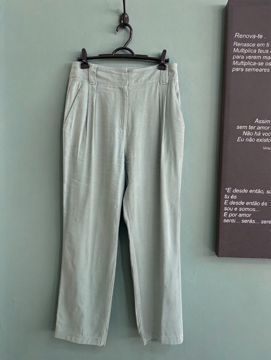 Calça pantalona verde chá Shoulder - 38 tamanho 38 - 22897-ia-alta-ctr-03