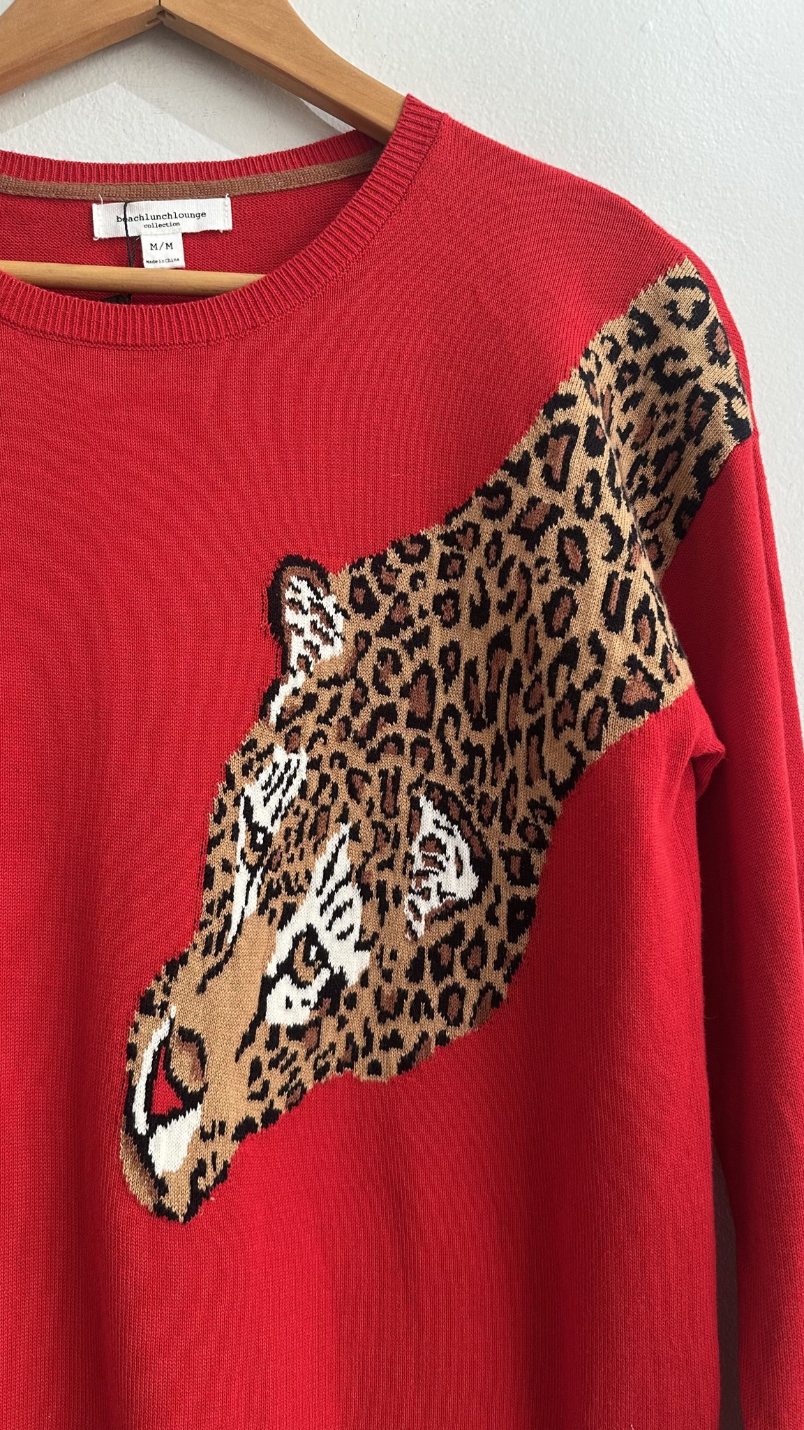 Suéter vermelho estampa onça Beach Lunch Lounge de algodão e viscose - M tamanho M - vista adicional 2