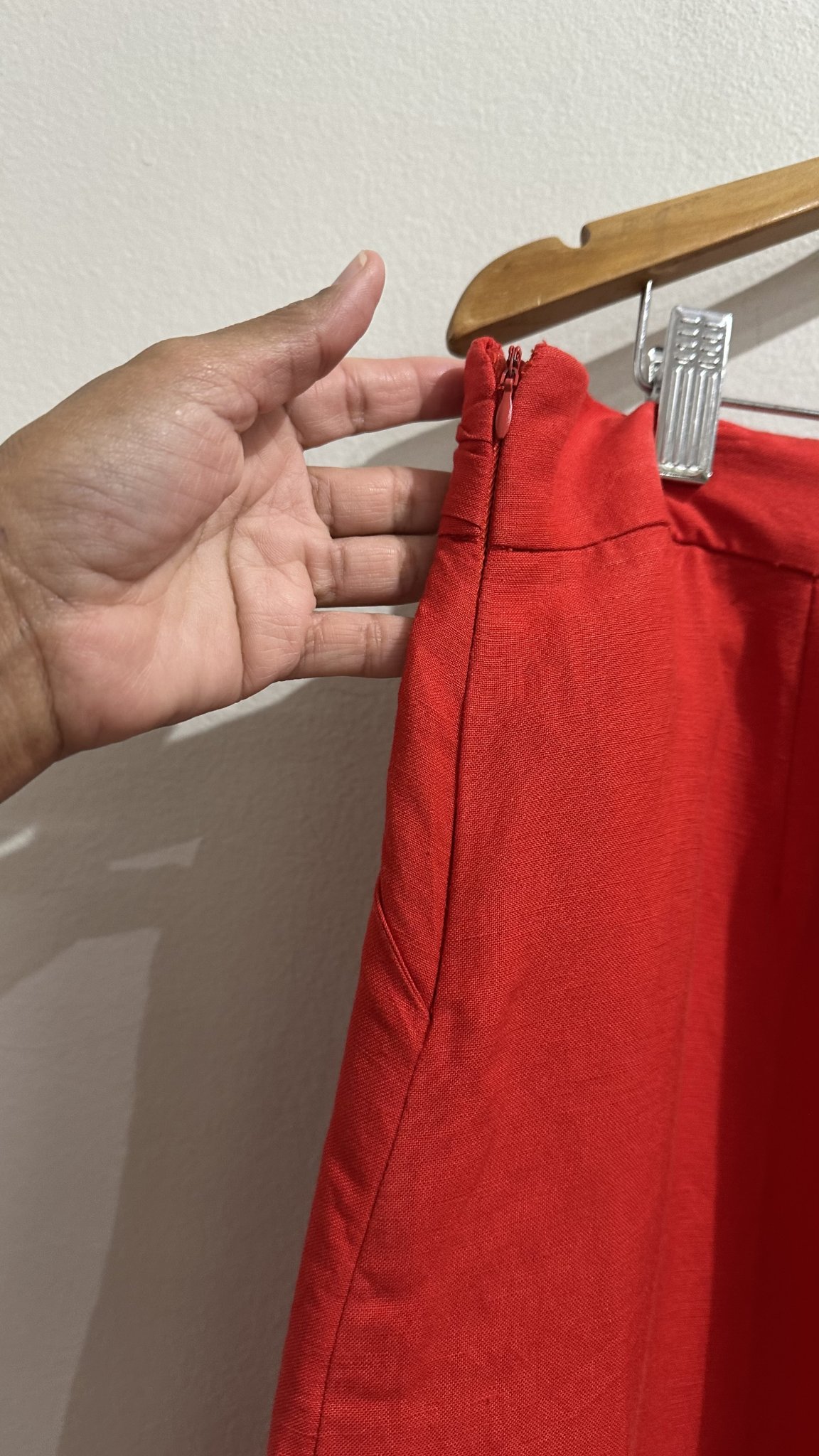 Saia longa vermelha de linho e viscose Kara - M vermelho tamanho M - vista adicional 3