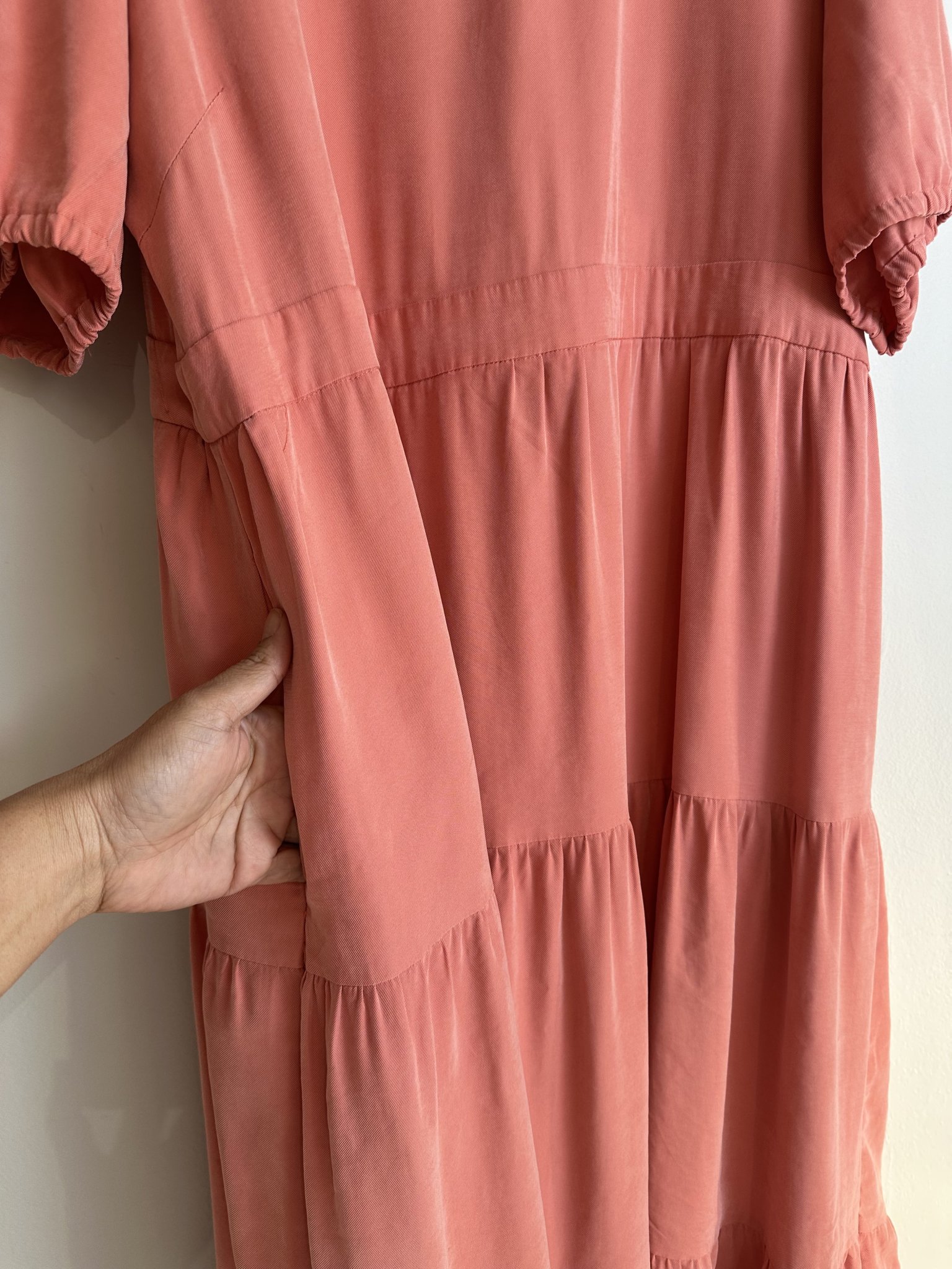 Vestido coral m/curta bufante s/marca - GG Rosa tamanho GG - vista adicional 3