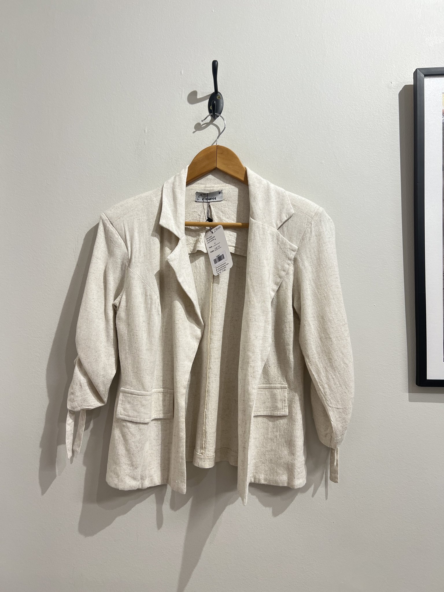 Blazer bege claro de linho e viscose 2 Tempos - P tamanho P - foto principal