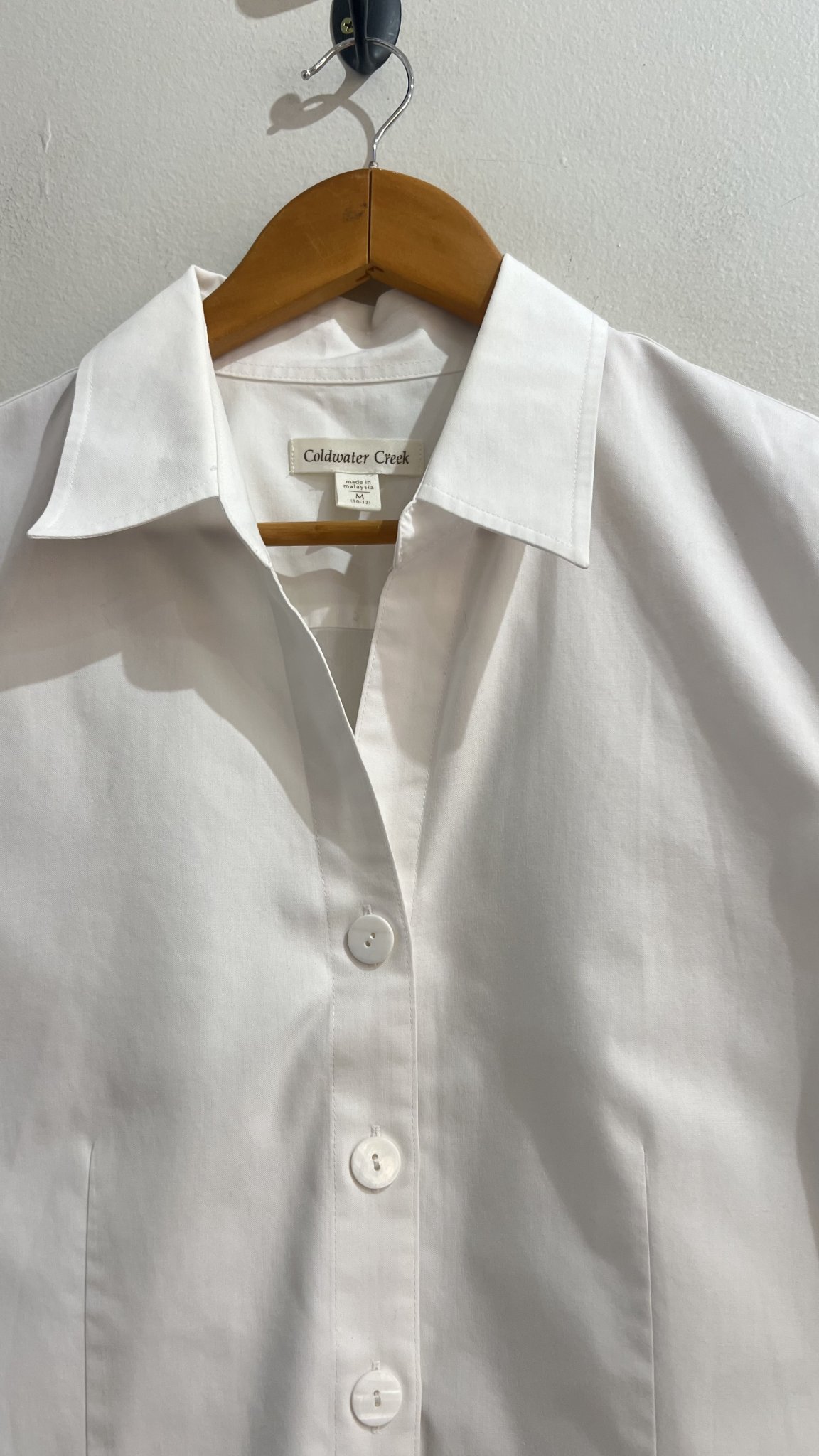 Camisa branca m/longa de algodão Coldwater Creek - M branco tamanho M - vista adicional 2