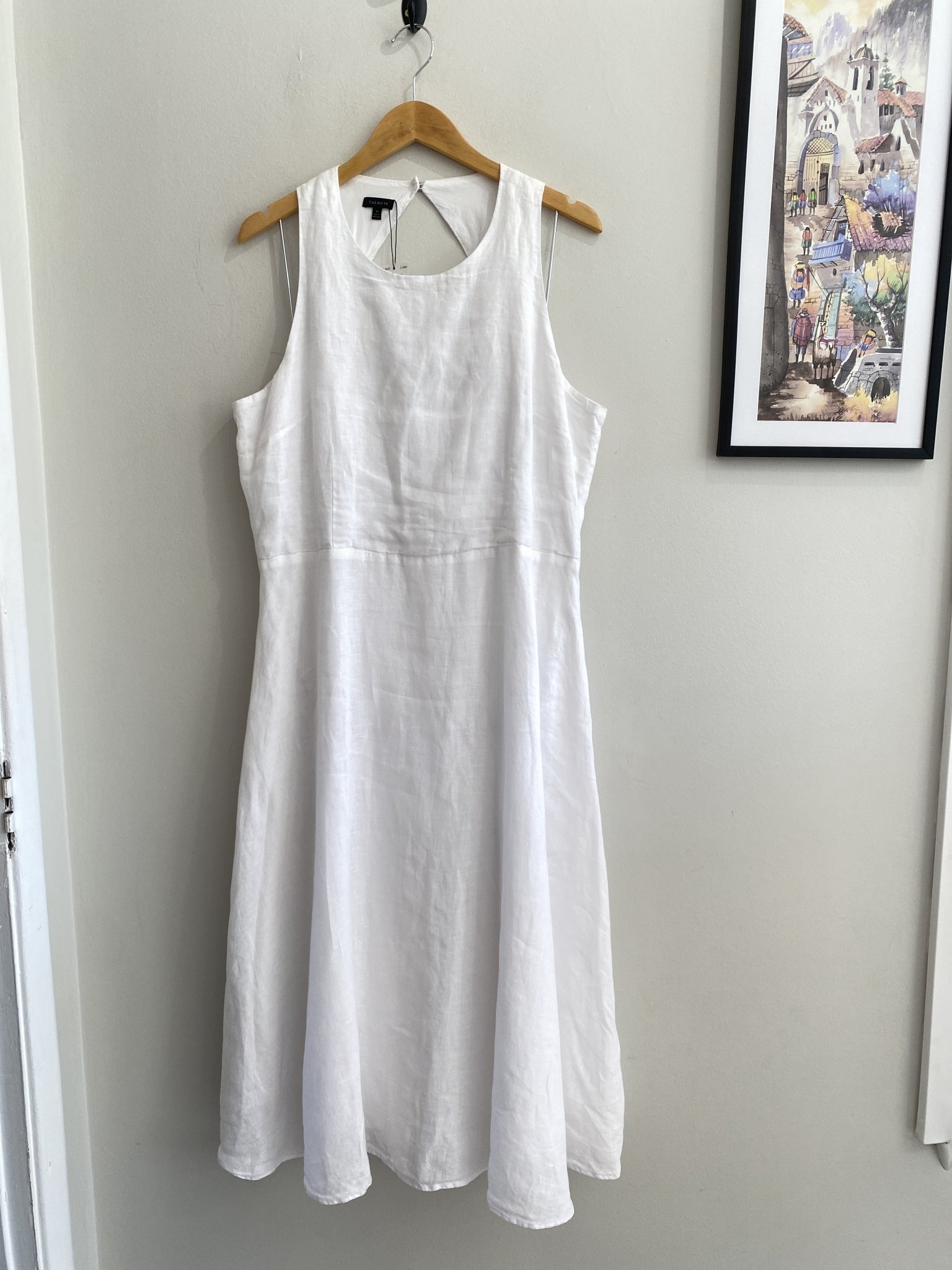 Vestido longo branco sem manga Talbots de linho - 44/46 tamanho 44/46 - foto principal