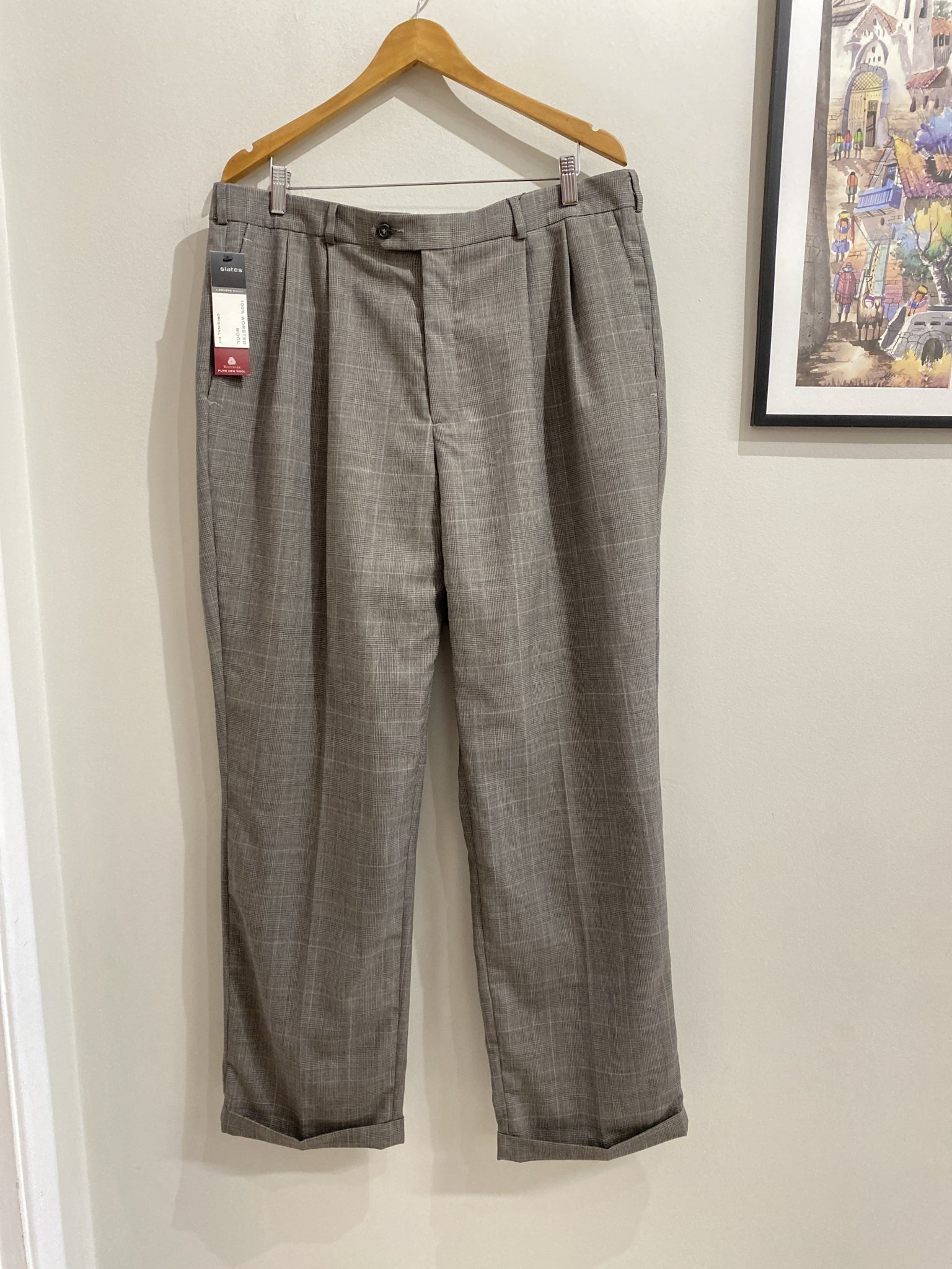 Calça alfaiataria masculina quadriculada Slates - GG NOVA Cinza - foto principal