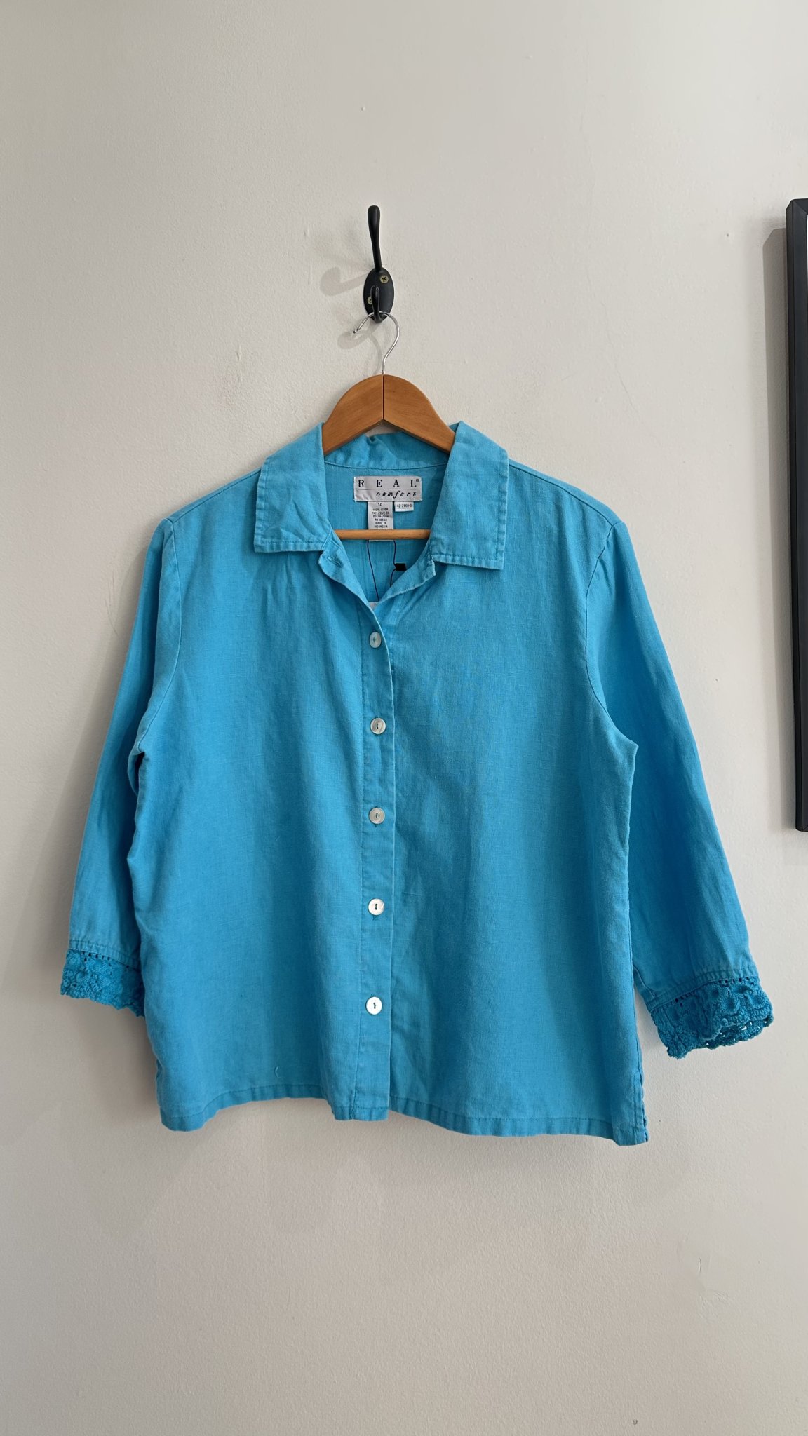 Camisa azul céu de linho m/longa Real Comfort - 42/44 tamanho 42/44 - foto principal