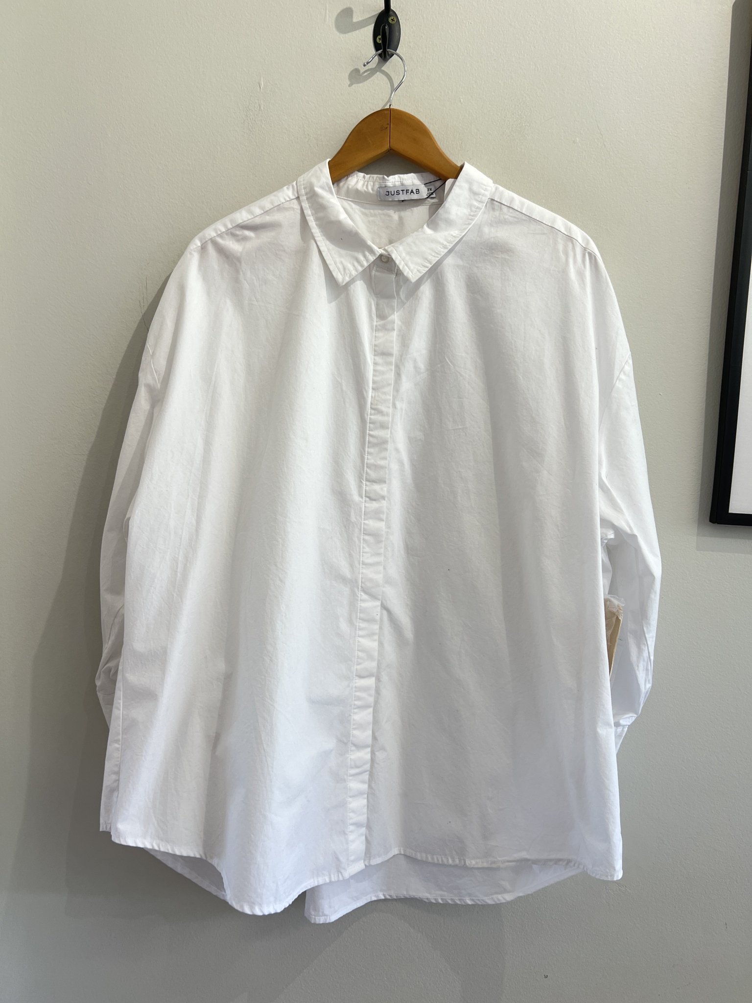 Camisa branca m/longa Justfab de algodão - GG Branco tamanho GG - foto principal