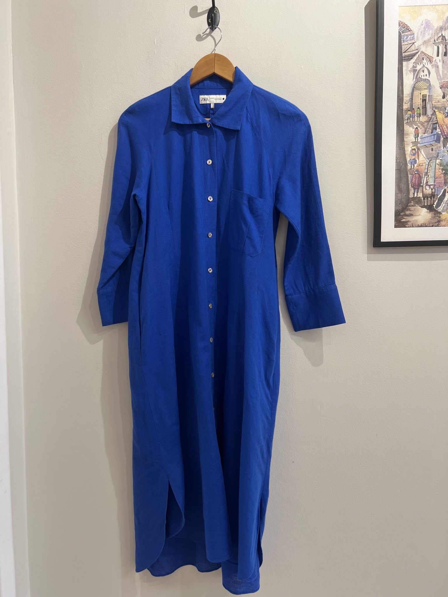 Vestido/ Chemise longo azul royal m/longa - PP tamanho PP - foto principal