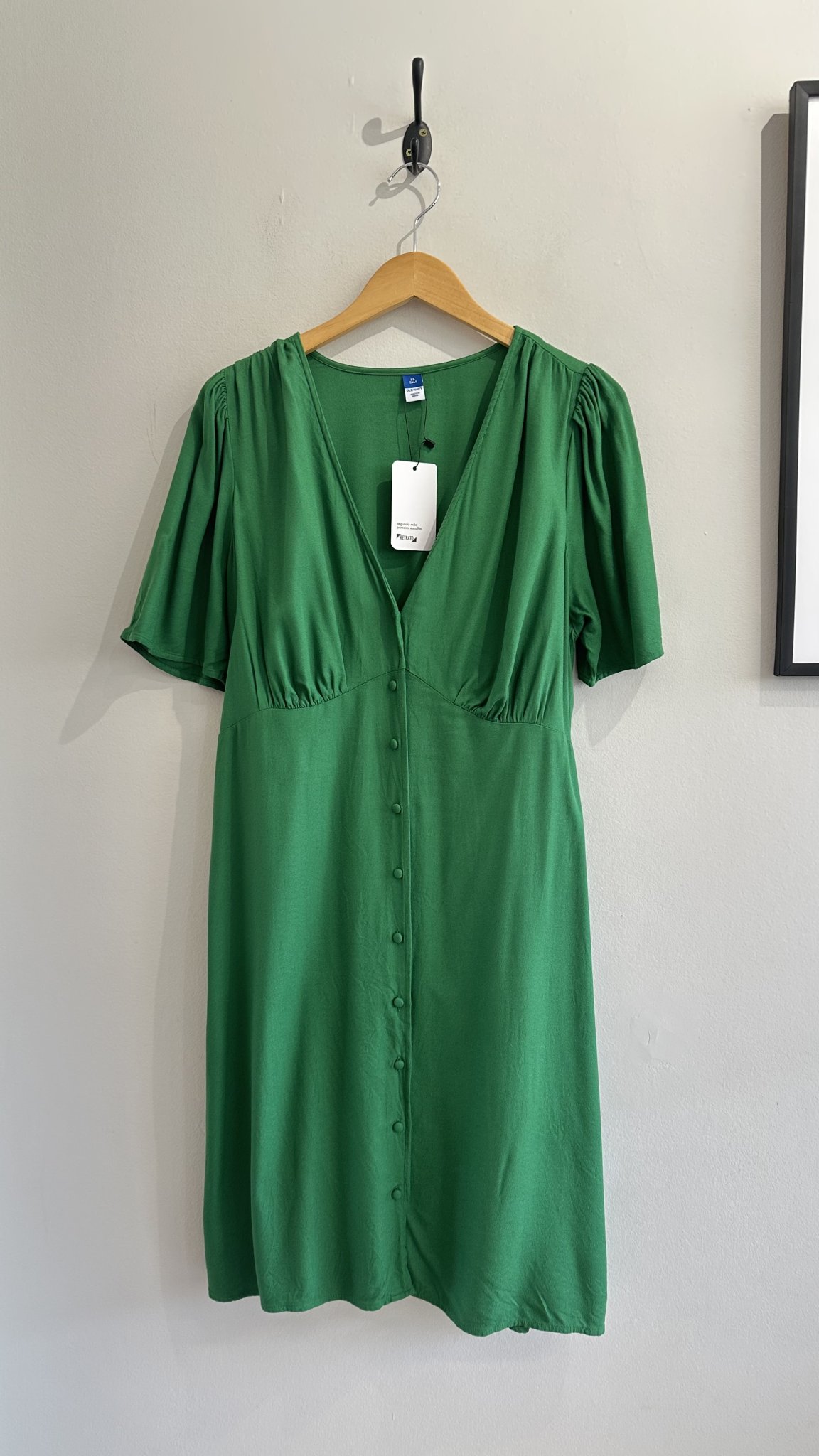 Vestido verde de botões decote v m/curta Old Navy - GG azul-marinho, verde tamanho GG - foto principal