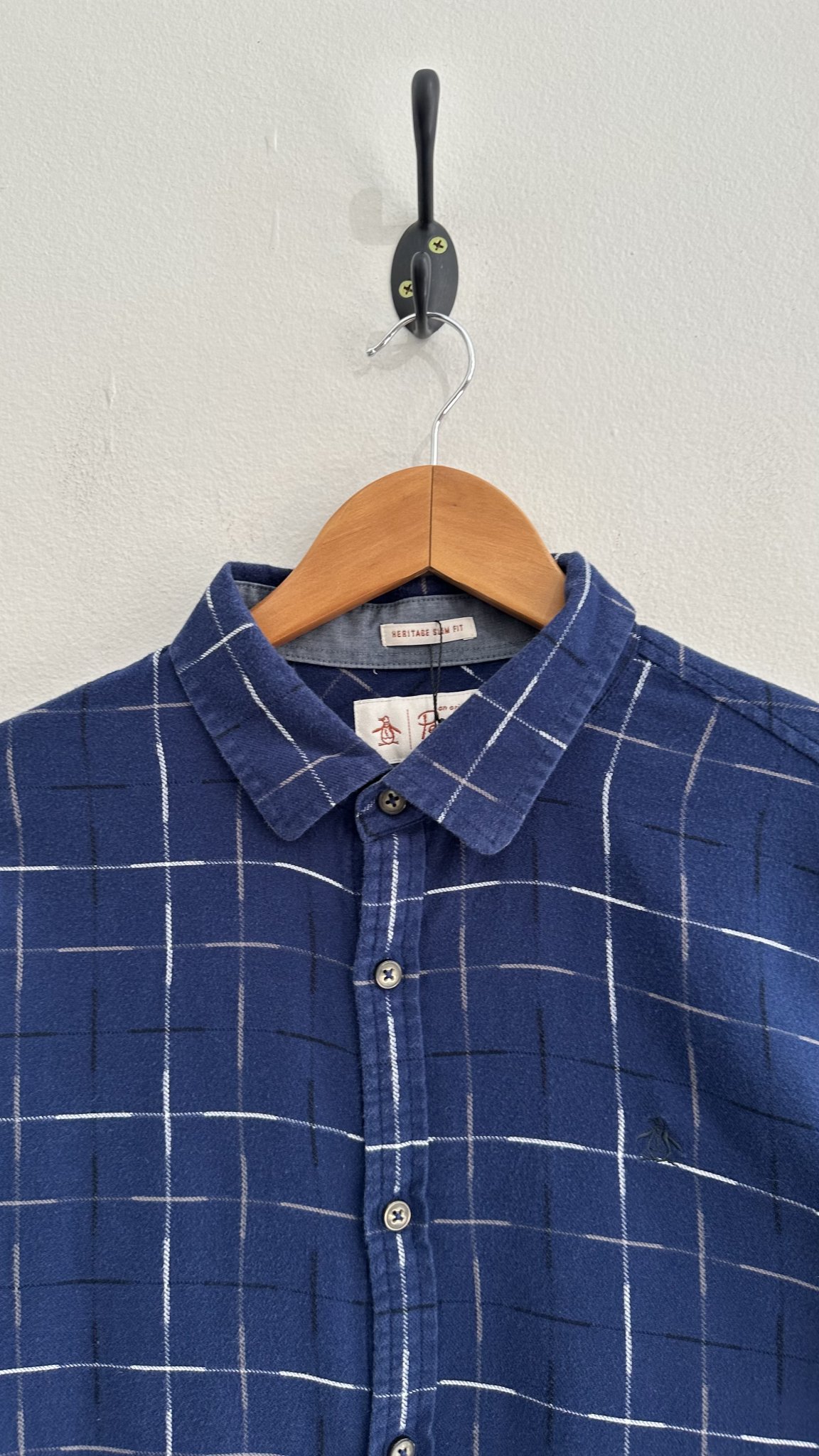 Camisa quadriculada azul escuro m/longa Penguin - G tamanho G - vista adicional 2