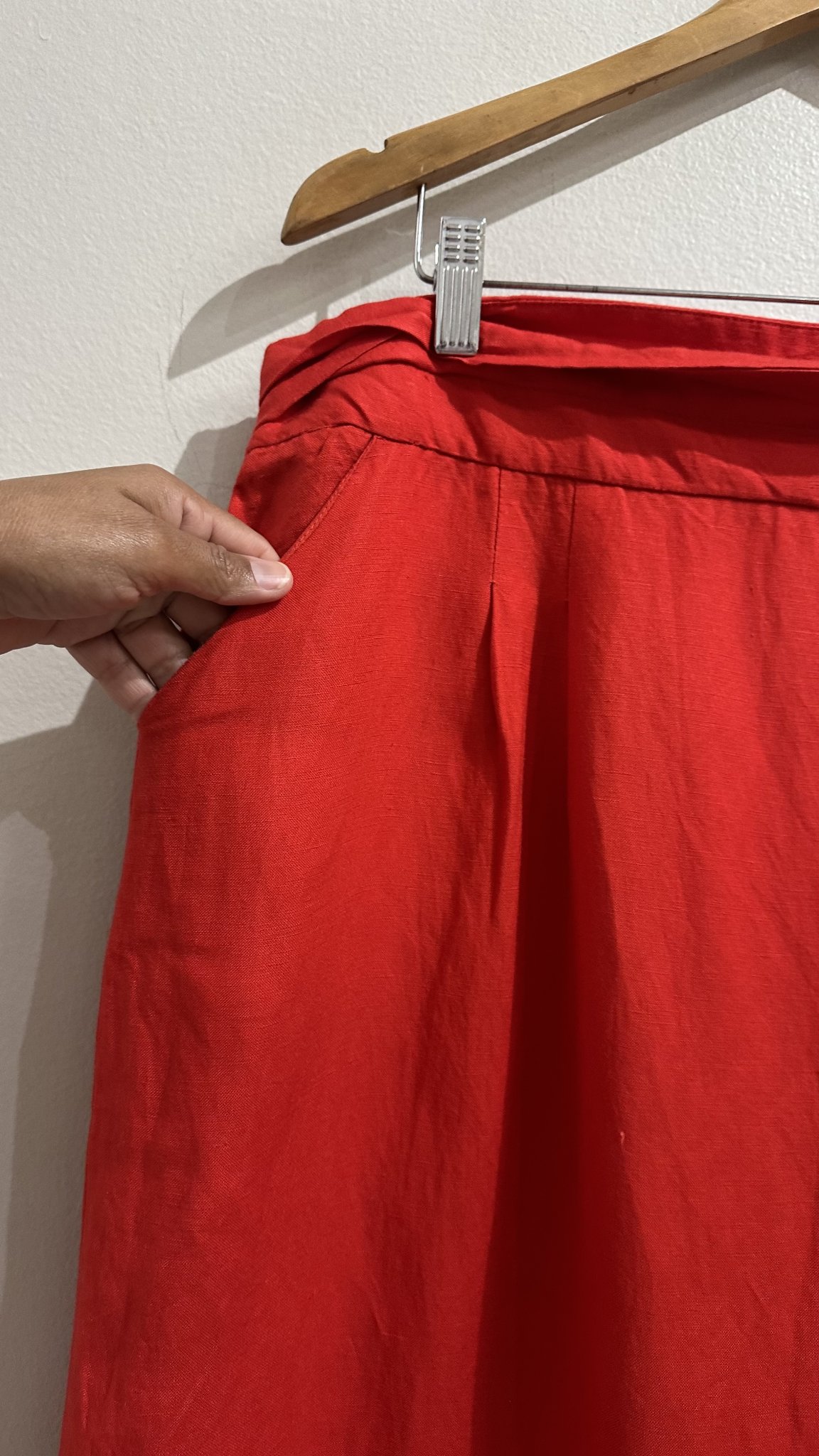 Saia longa vermelha de linho e viscose Kara - M vermelho tamanho M - vista adicional 2