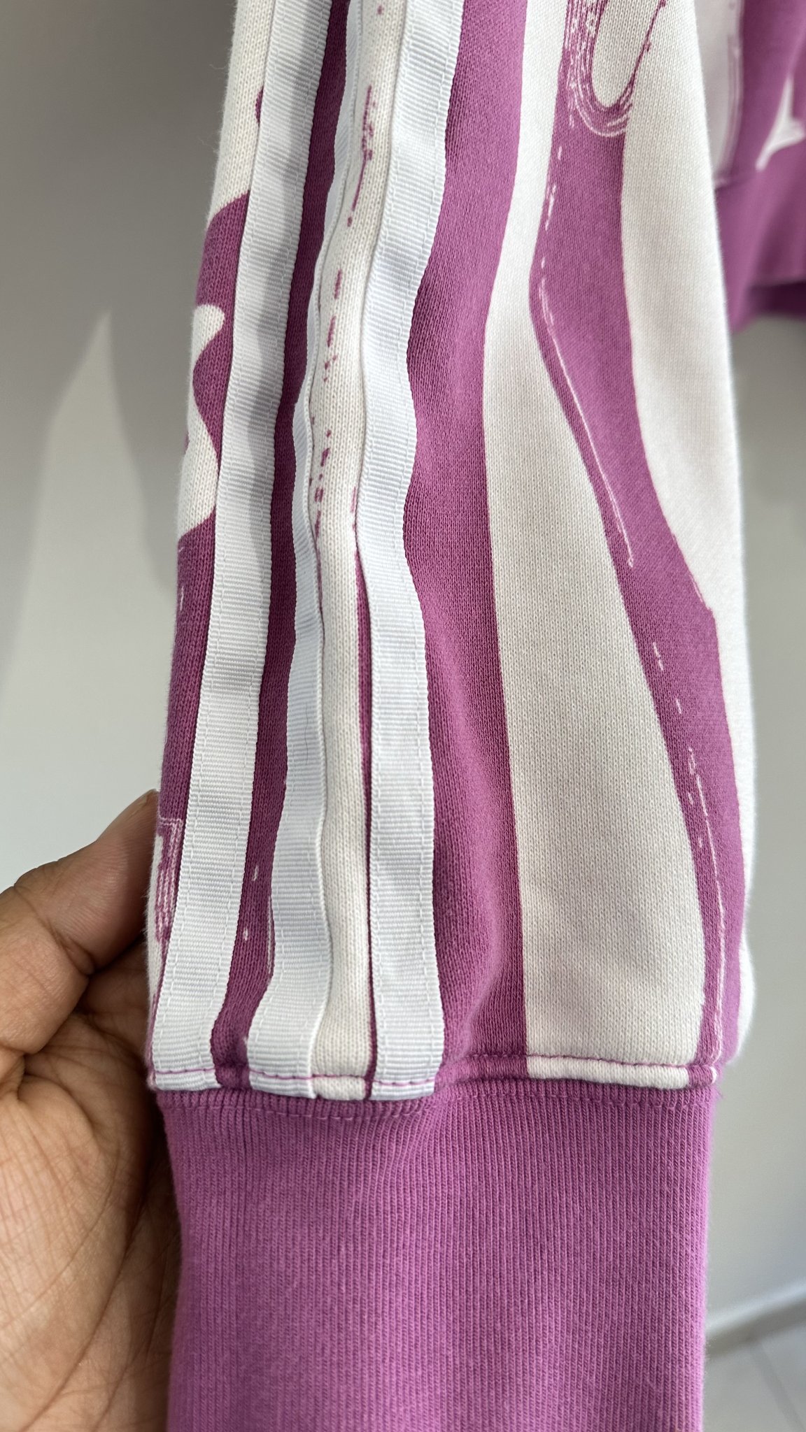 Moletom roxo e branco com capuz Adidas de algodão - G branco, roxo tamanho G - vista adicional 3