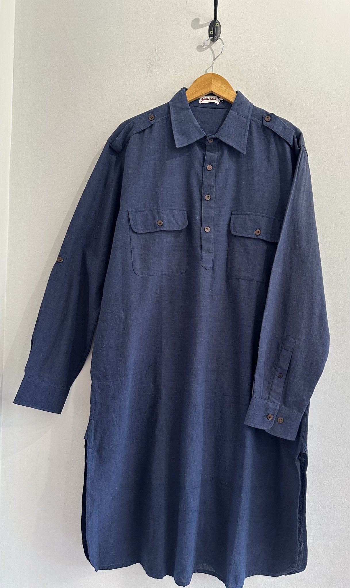 Vestido longo cargo azul escuro m/longa Fabindia - G tamanho G - foto principal