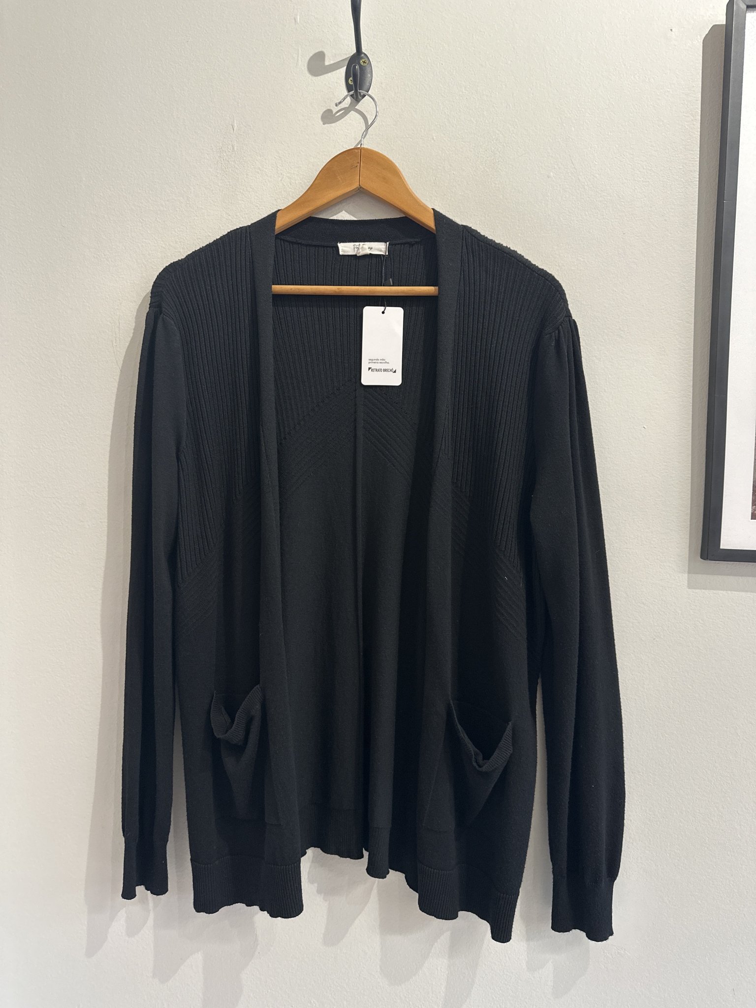 Cardigan preto m/longa de tricô Peyton Prinnrose de viscose - M tamanho M - foto principal