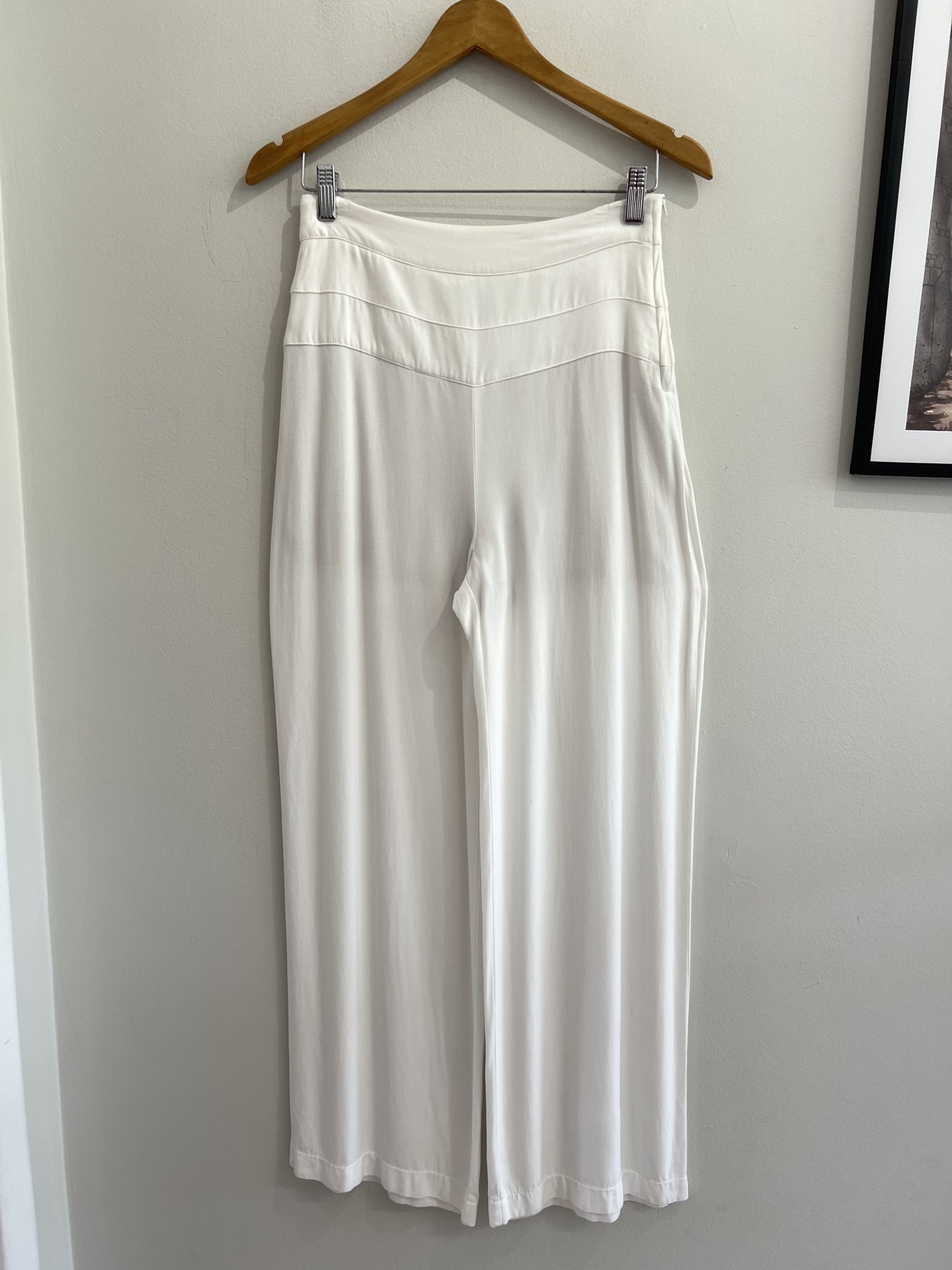 Calça pantalona branca de viscose Handbook, P Branco - foto principal