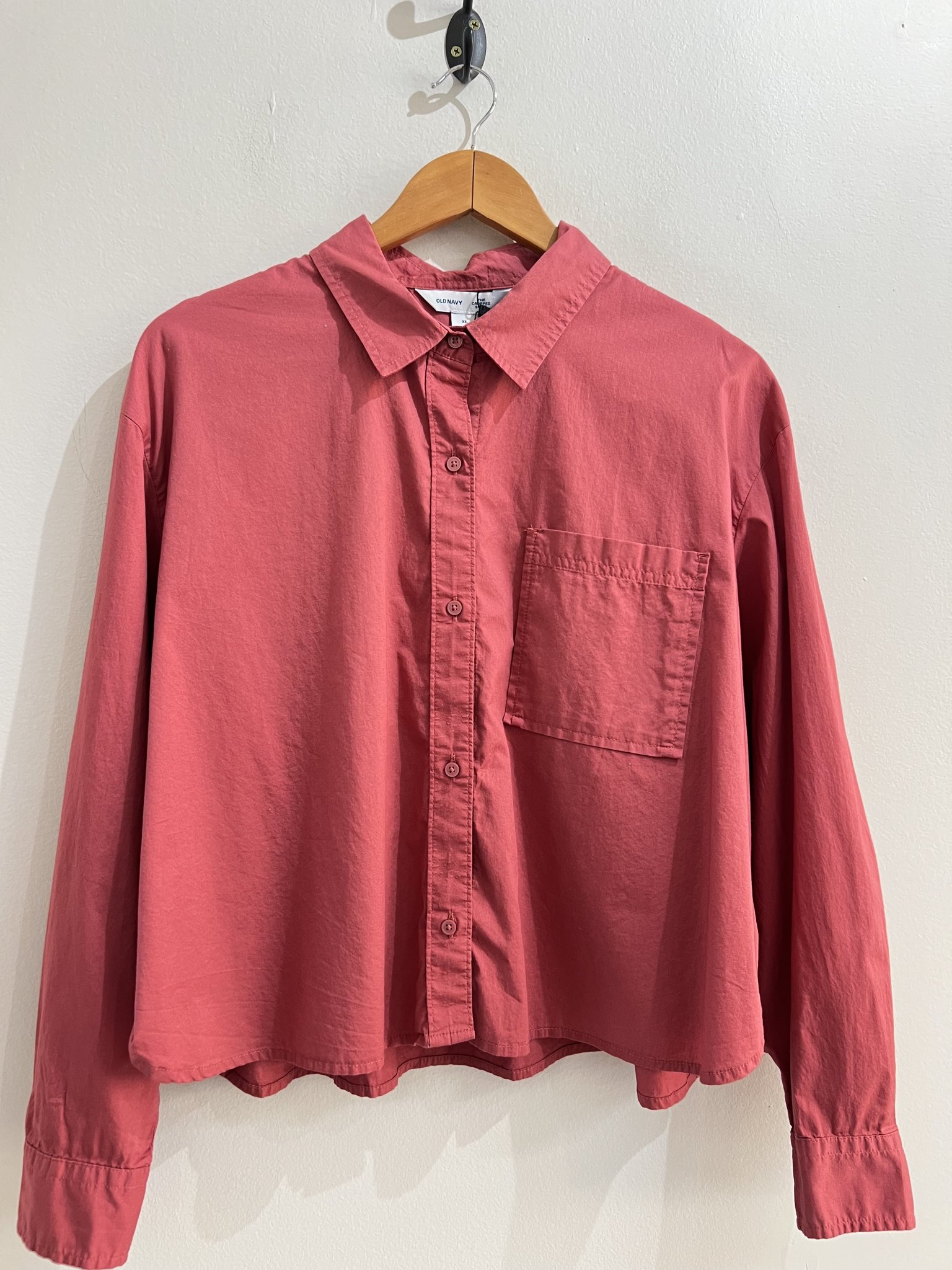 Camisa curta goiaba m/longa Old Navy de algodão - GG azul-marinho tamanho GG - vista adicional 5