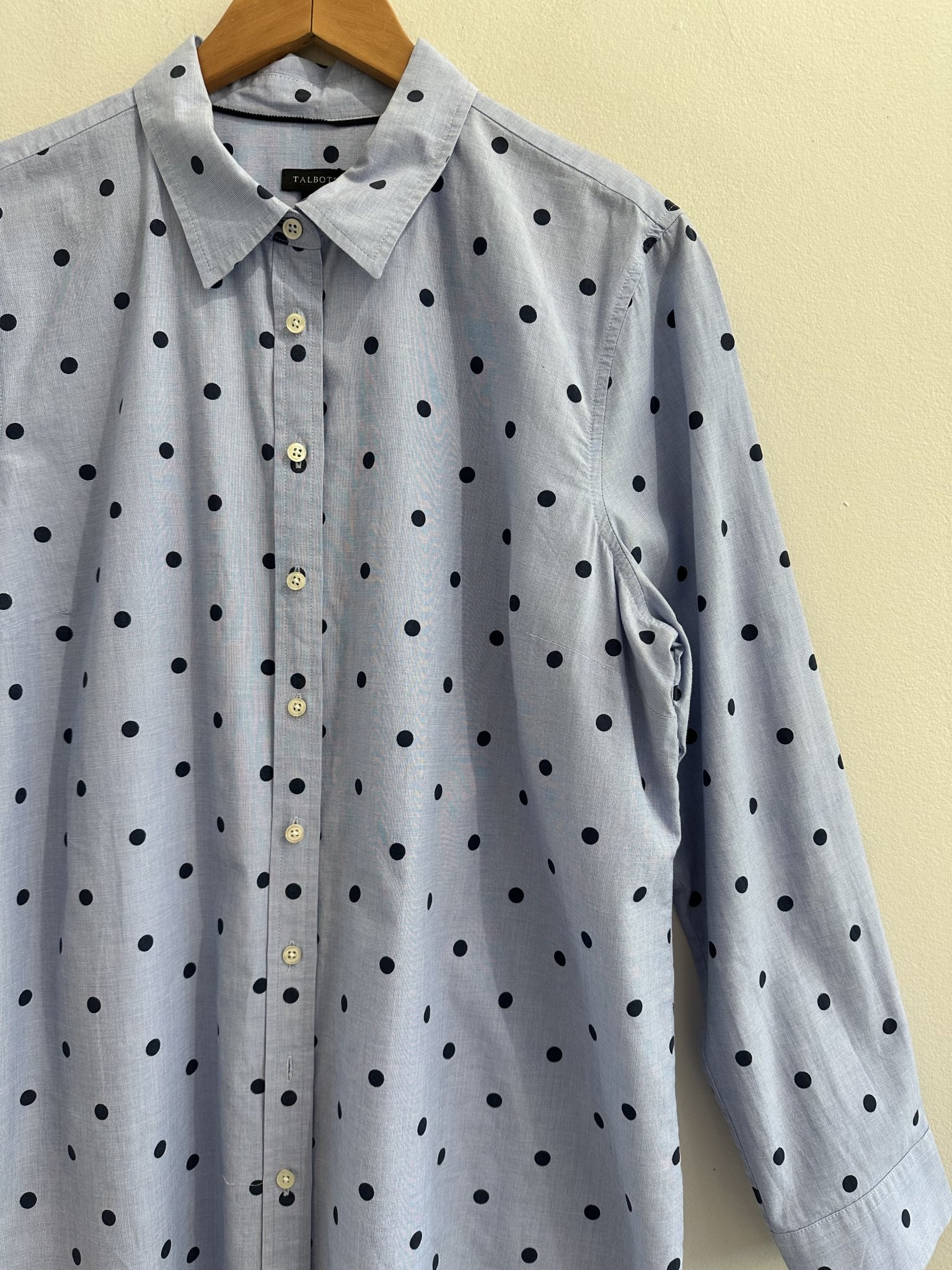 Camisa azul de poá azul escuro m/longa Talbots - GG tamanho GG - vista adicional 2