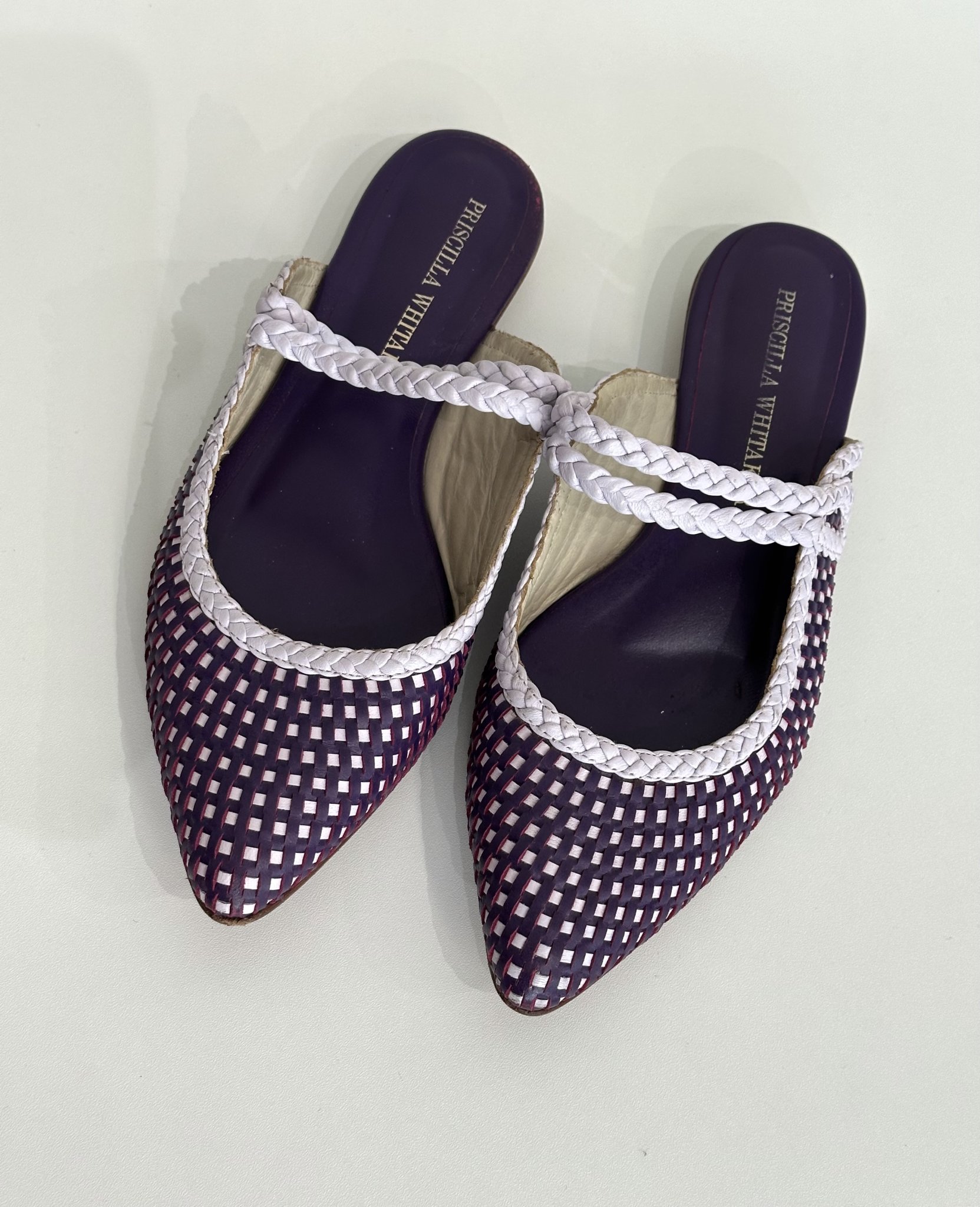 Mule rosa e branco de couro Priscilla Whitaker - 36 branco, rosa tamanho 36 - vista adicional 2