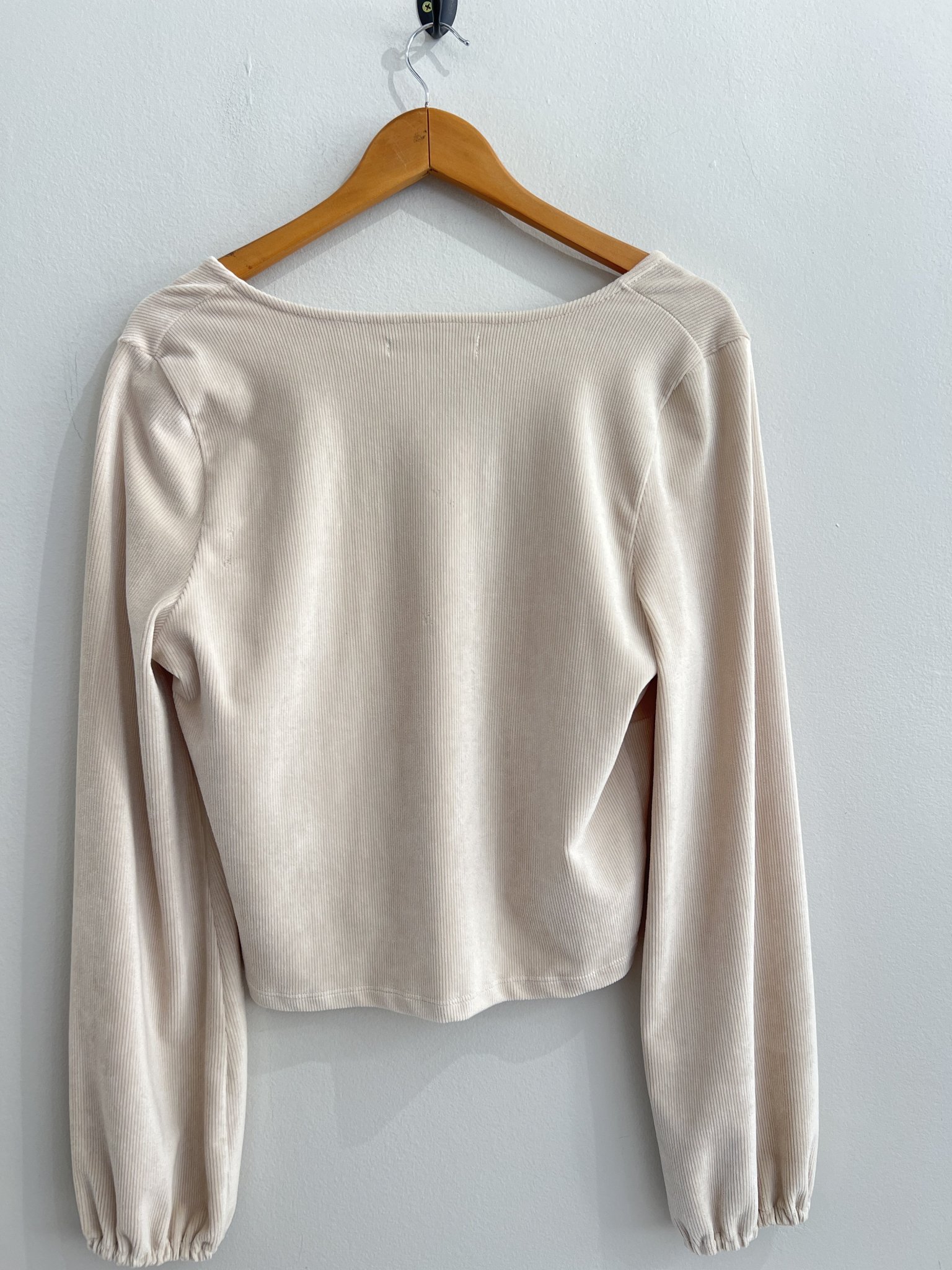 Blusa creme de veludo cotelê m/longa Bluesteel - GG Bege tamanho GG - vista adicional 2