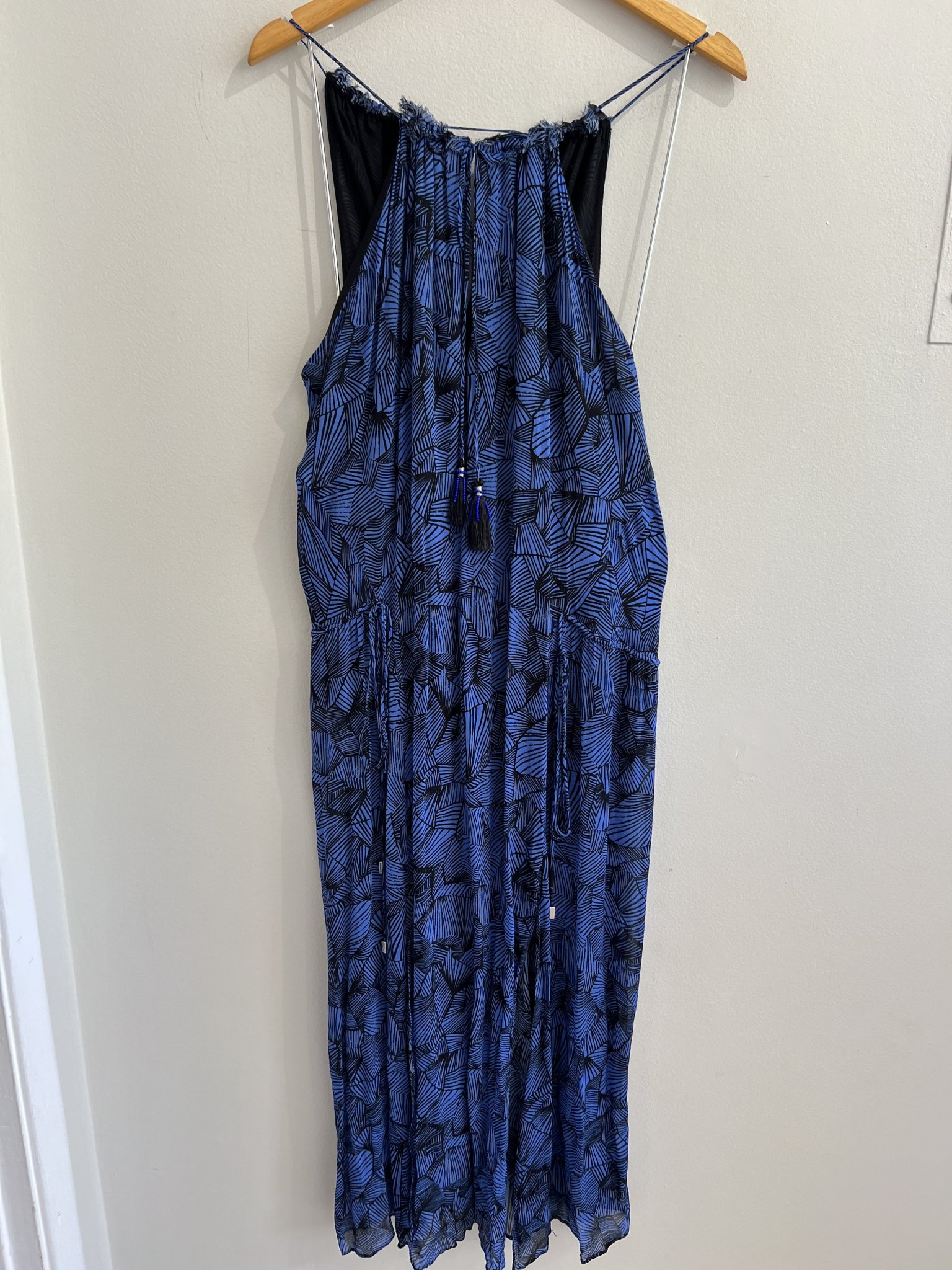 Vestido azul e preto estampa abstrata de alçinha Animale - 38 preto, azul tamanho 38 - foto principal