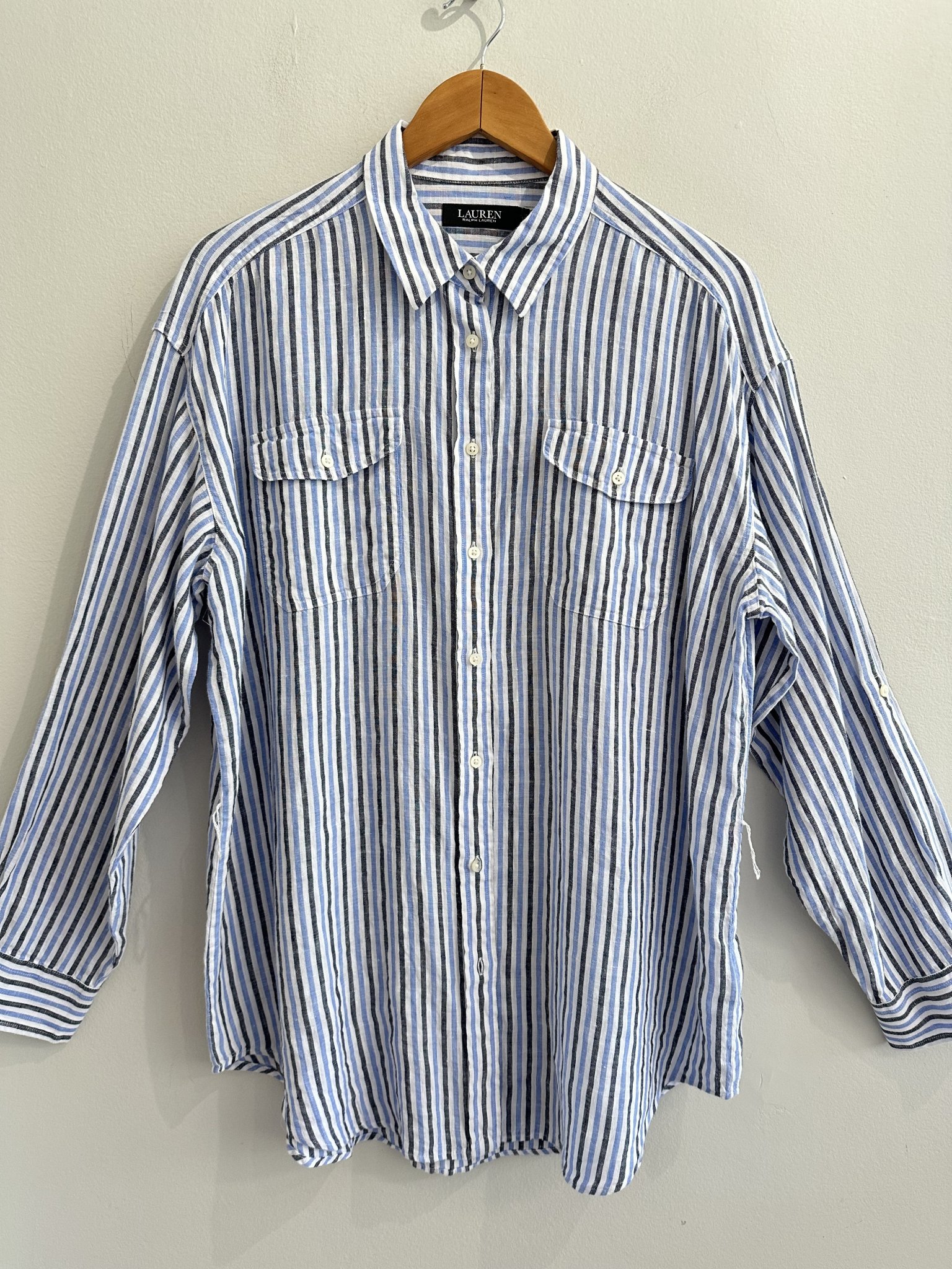 Camisa listrada azul m/longa Ralph Lauren de algodão - GG tamanho GG - vista adicional 2