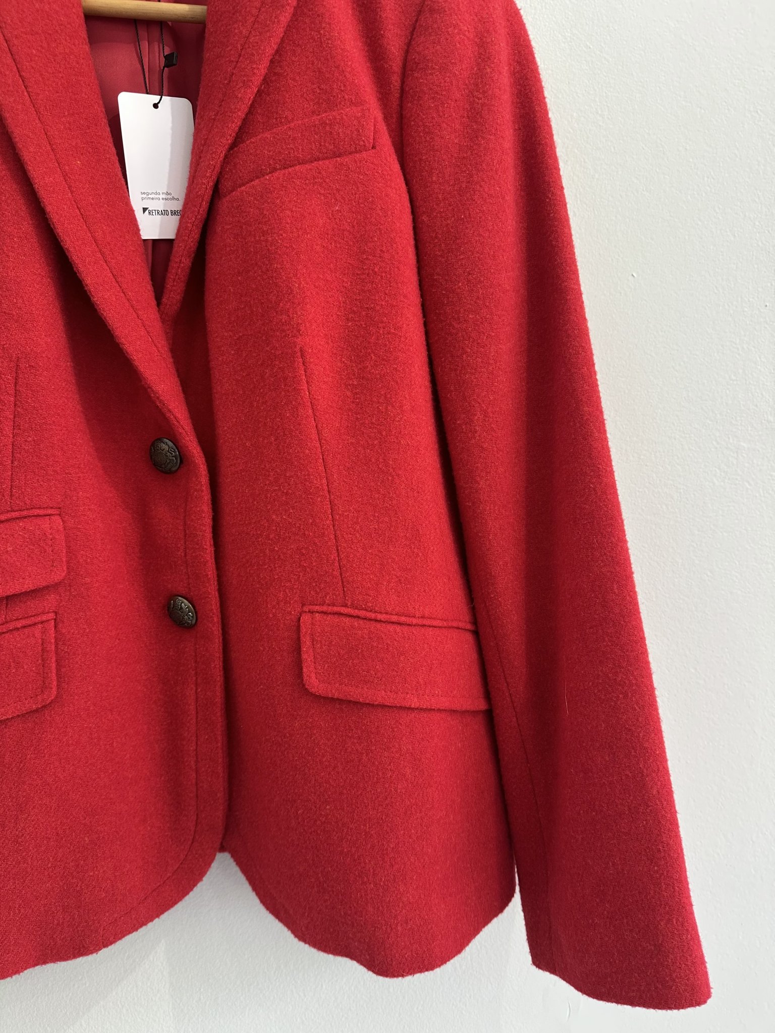 Blazer lã vermelha Talbots curto - M Vermelho tamanho M - vista adicional 3