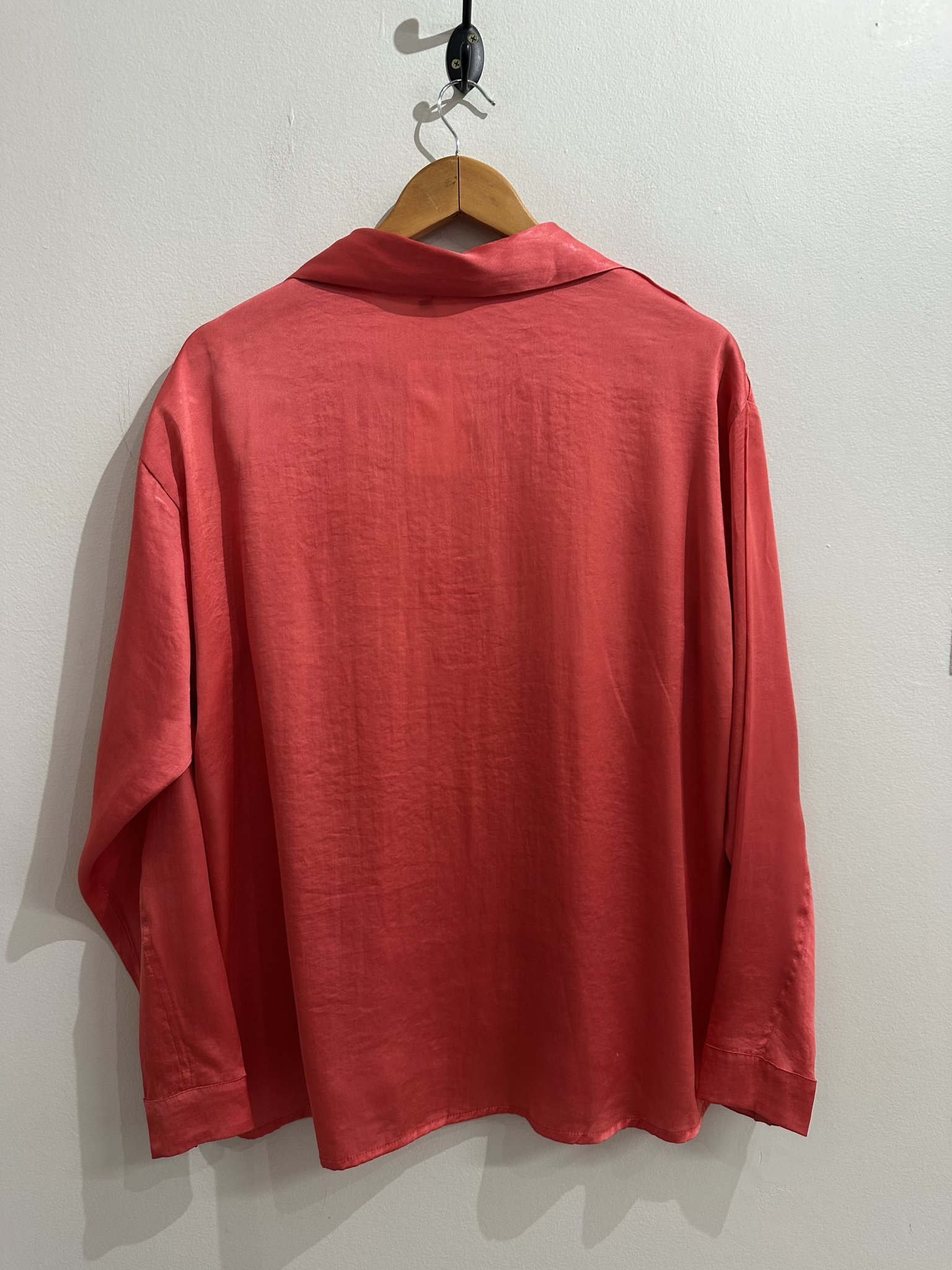 Camisa rosa de cetim manga longa Emporio do linho vintage - G tamanho G - vista adicional 4