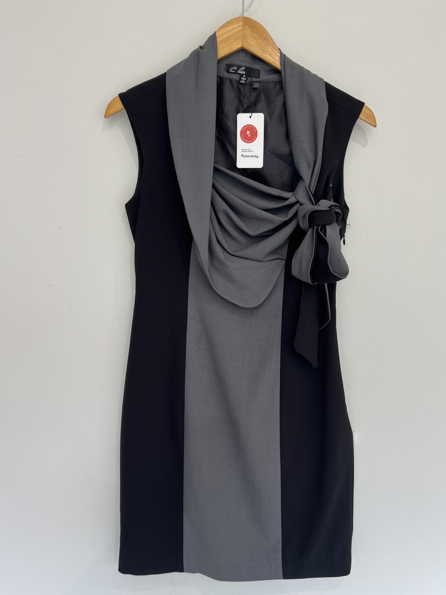 Vestido duo social preto e cinza com plissado no busto C.Luce preto, cinza - foto principal