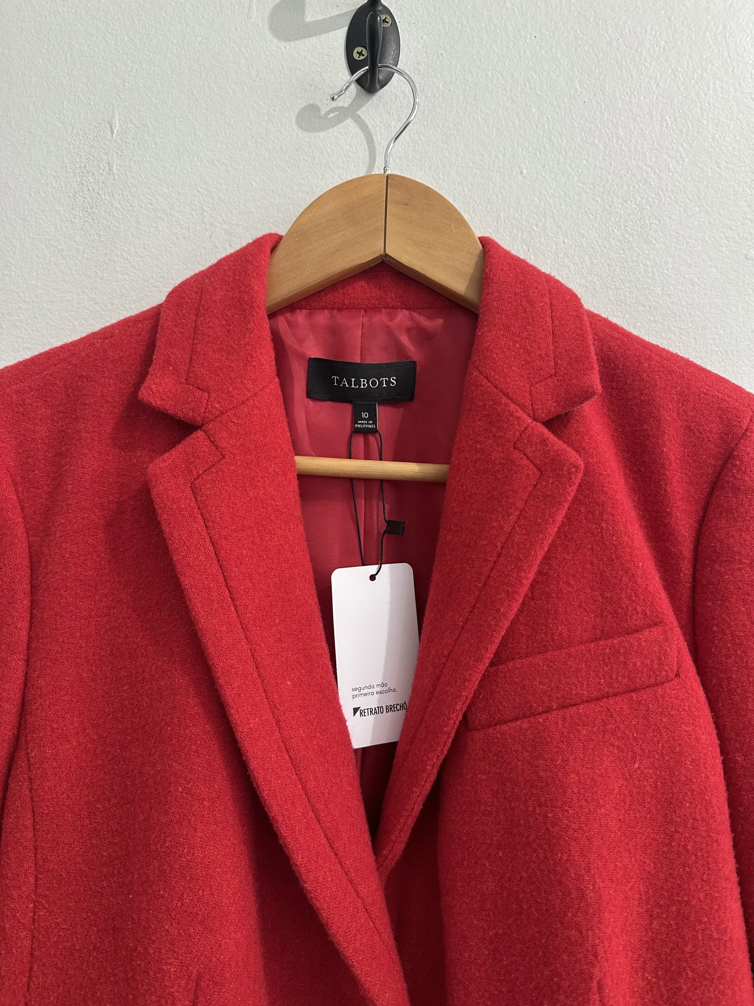 Blazer lã vermelha Talbots curto - M Vermelho tamanho M - vista adicional 2