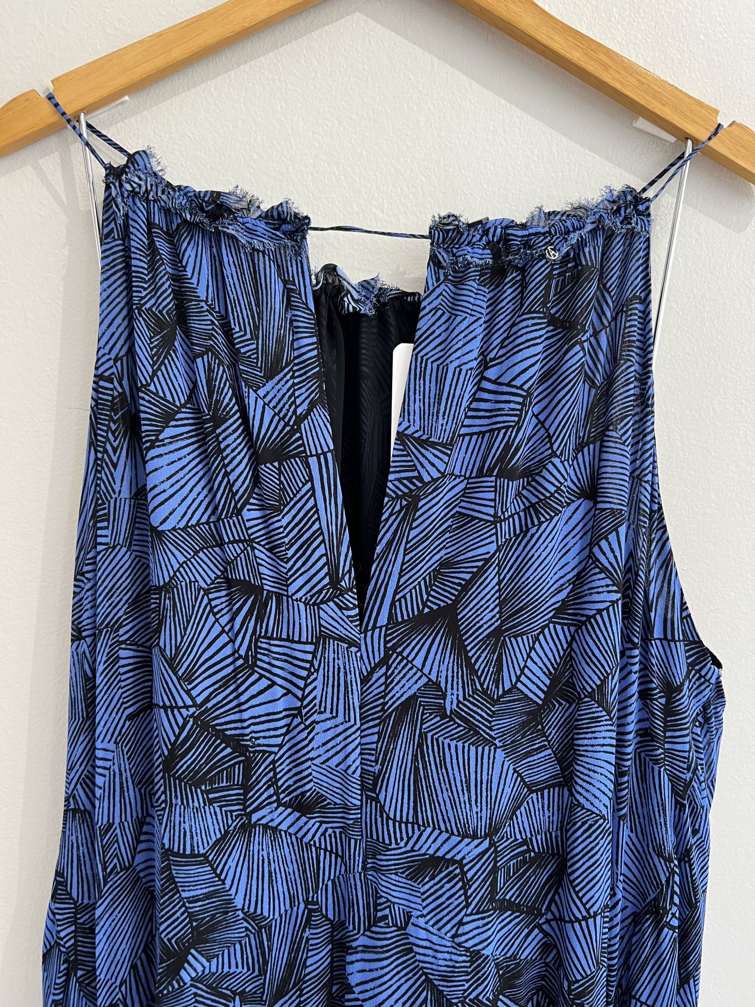 Vestido azul e preto estampa abstrata de alçinha Animale - 38 preto, azul tamanho 38 - vista adicional 6