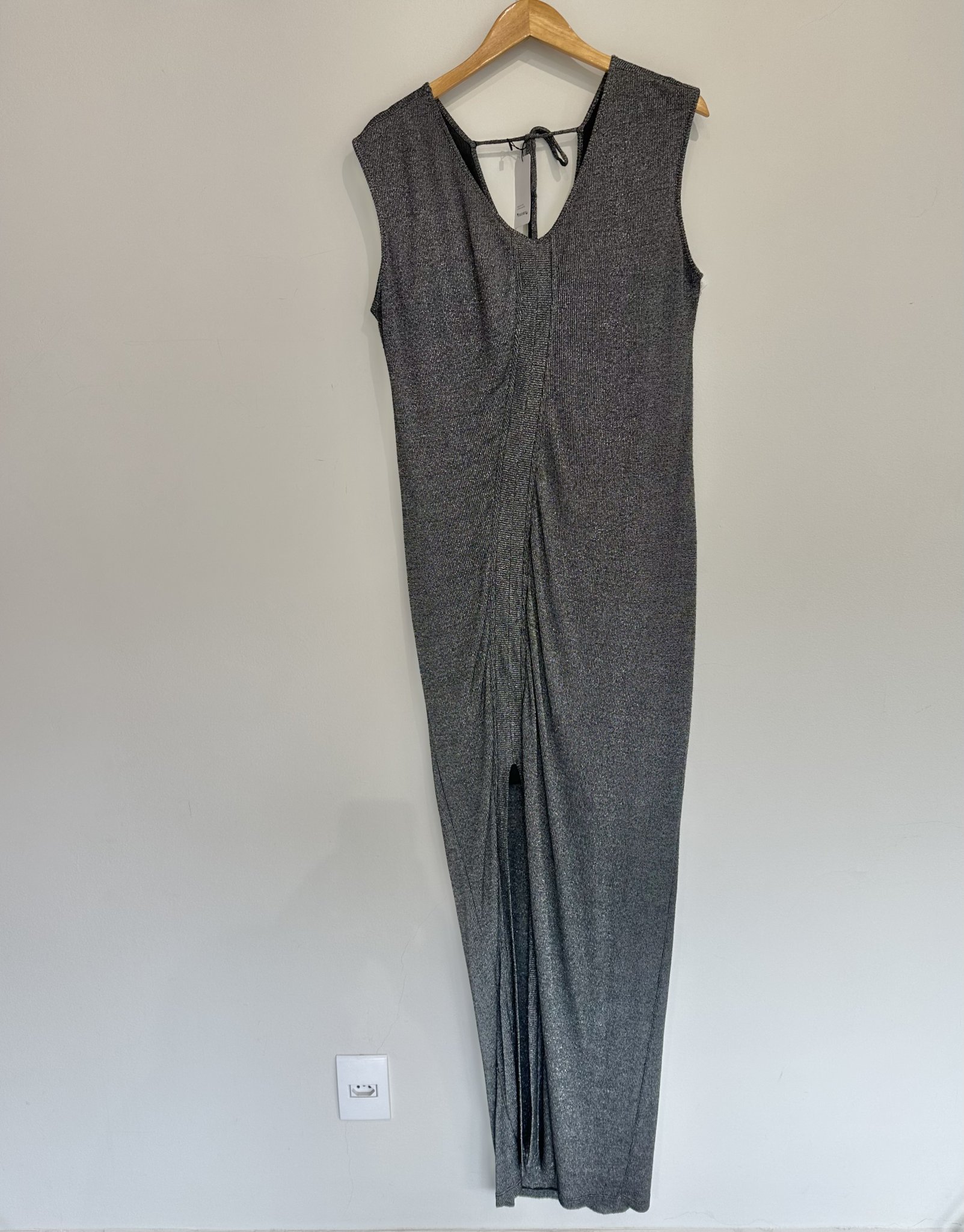 Vestido longo preto de lurex s/manga s/marca - G tamanho G - foto principal