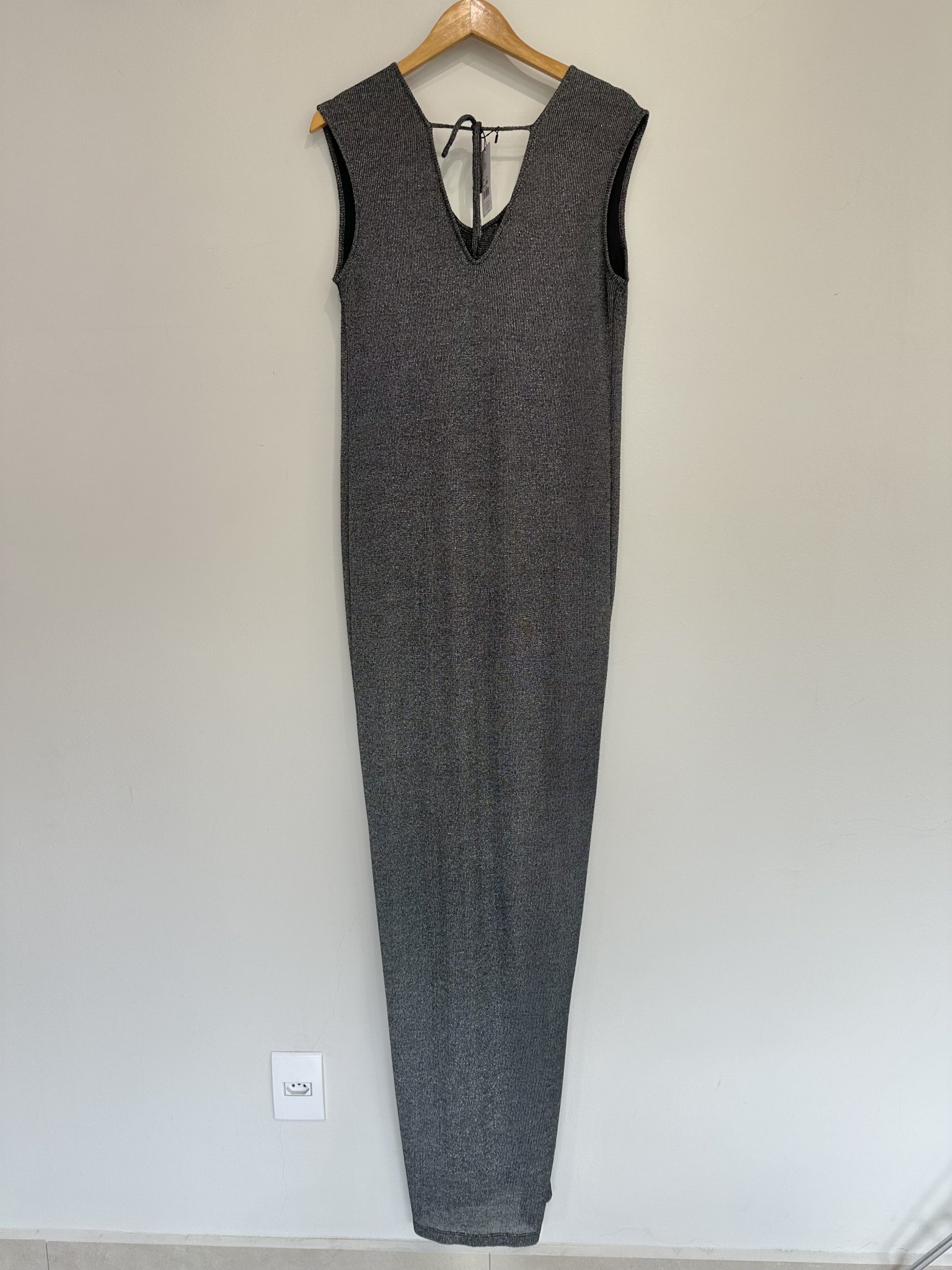 Vestido longo preto de lurex s/manga s/marca - G tamanho G - vista adicional 2