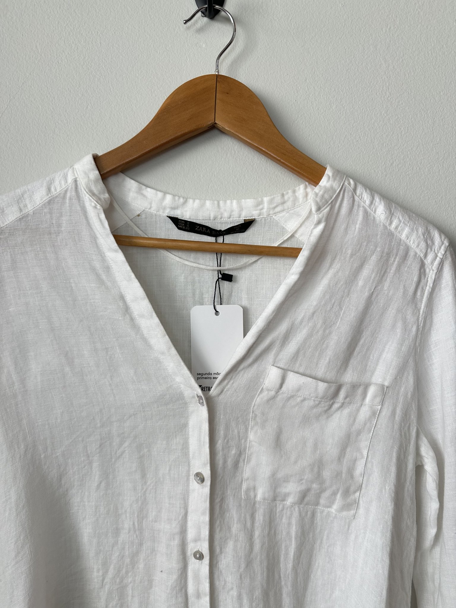 Blusa branca manga longa Zara - P branco tamanho P - vista adicional 3
