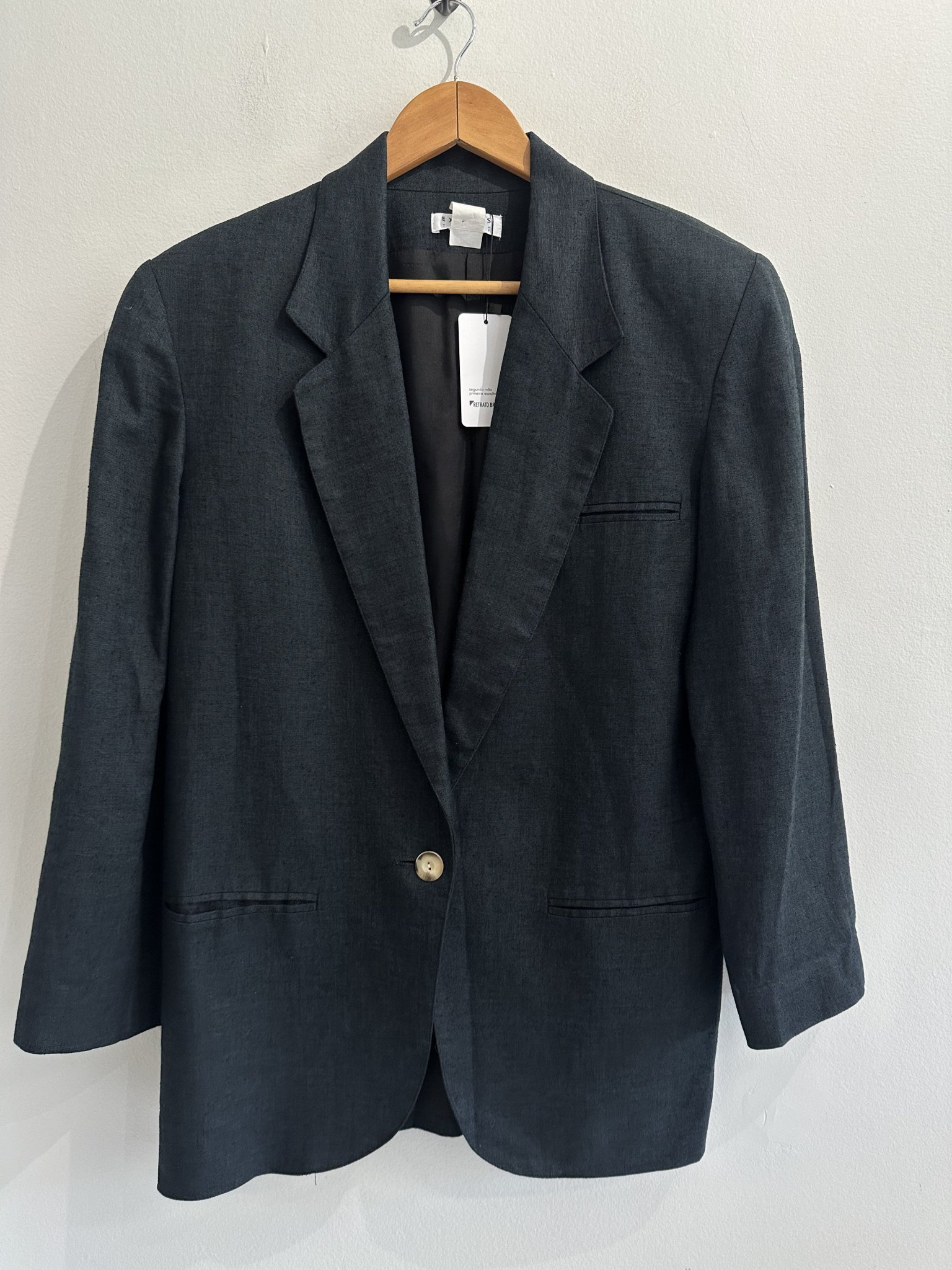 Blazer chumbo cinza Express Tricô linho viscose - M tamanho M - foto principal