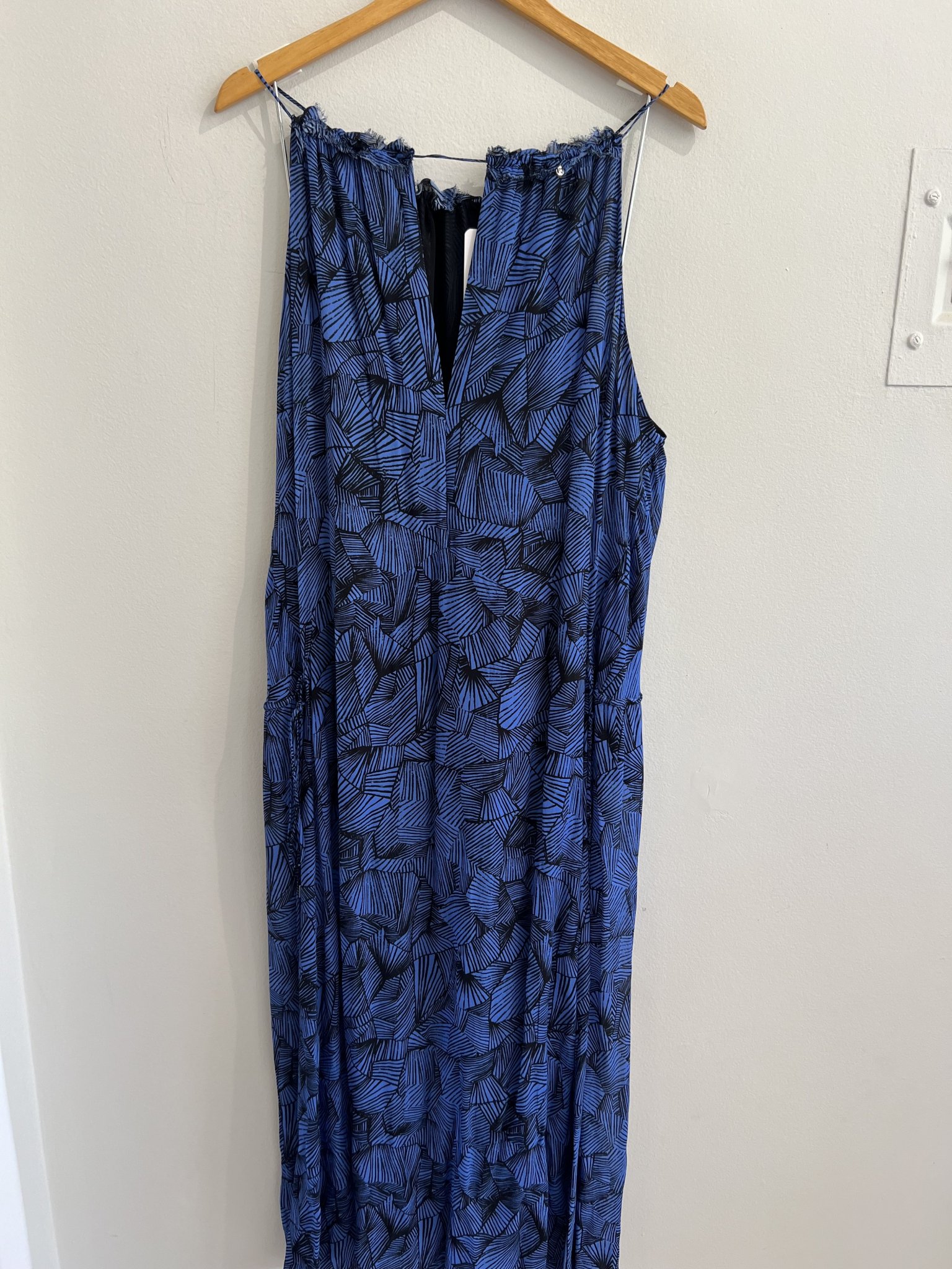Vestido azul e preto estampa abstrata de alçinha Animale - 38 preto, azul tamanho 38 - vista adicional 4