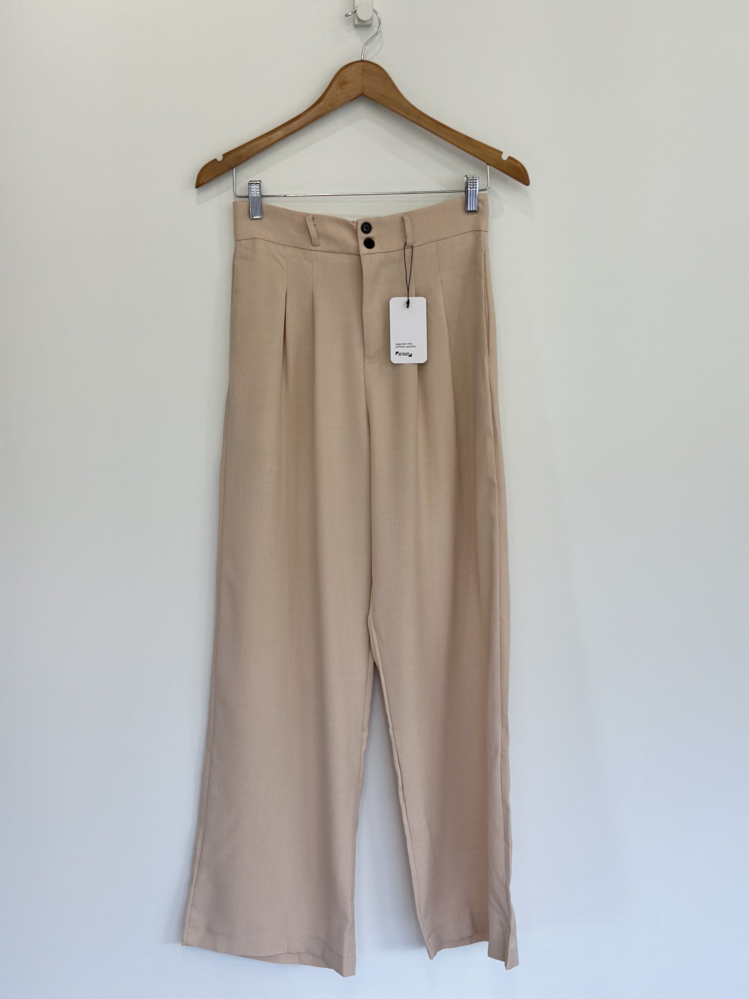 Calça pantalona bege - P tamanho P - foto principal