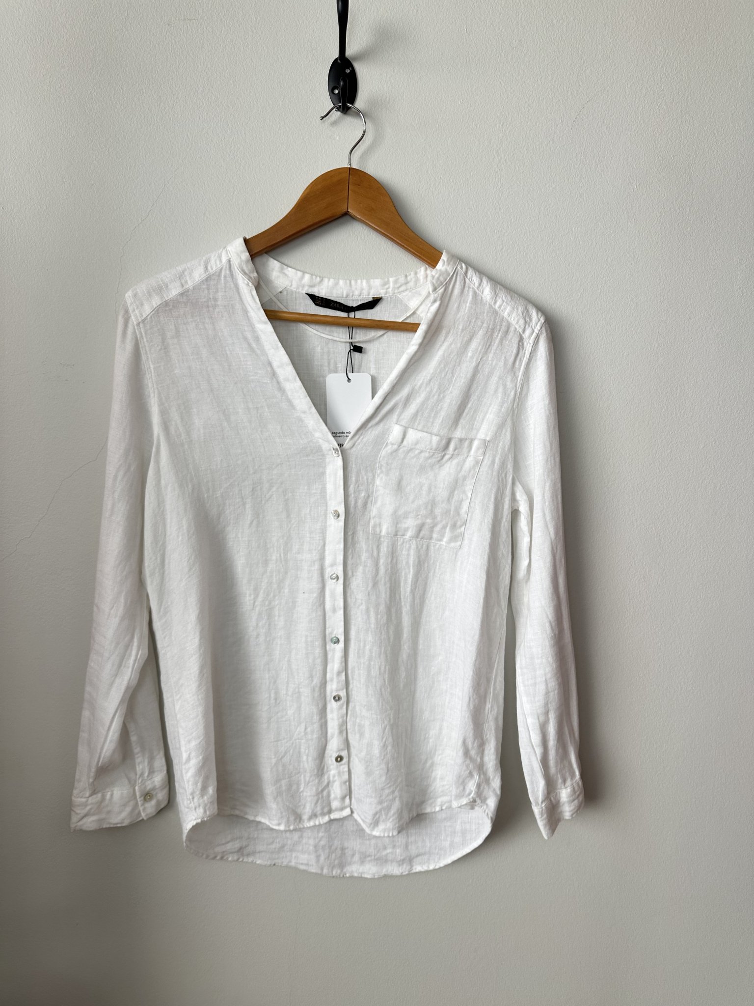 Blusa branca manga longa Zara - P branco tamanho P - foto principal