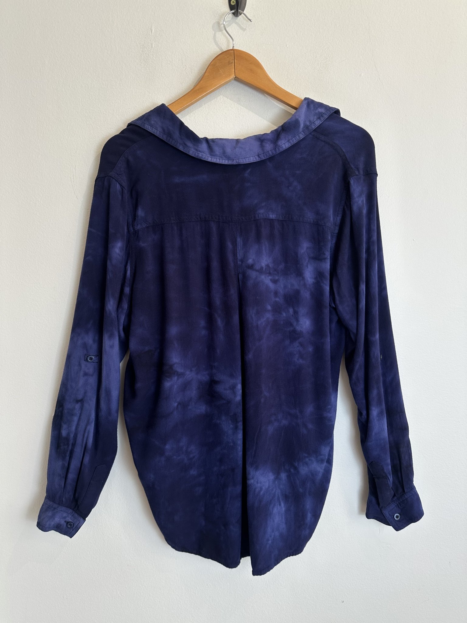 Camisa azul marinho tye dye m/longa Valvet Heart de viscose - G azul, azul-marinho tamanho G - vista adicional 3