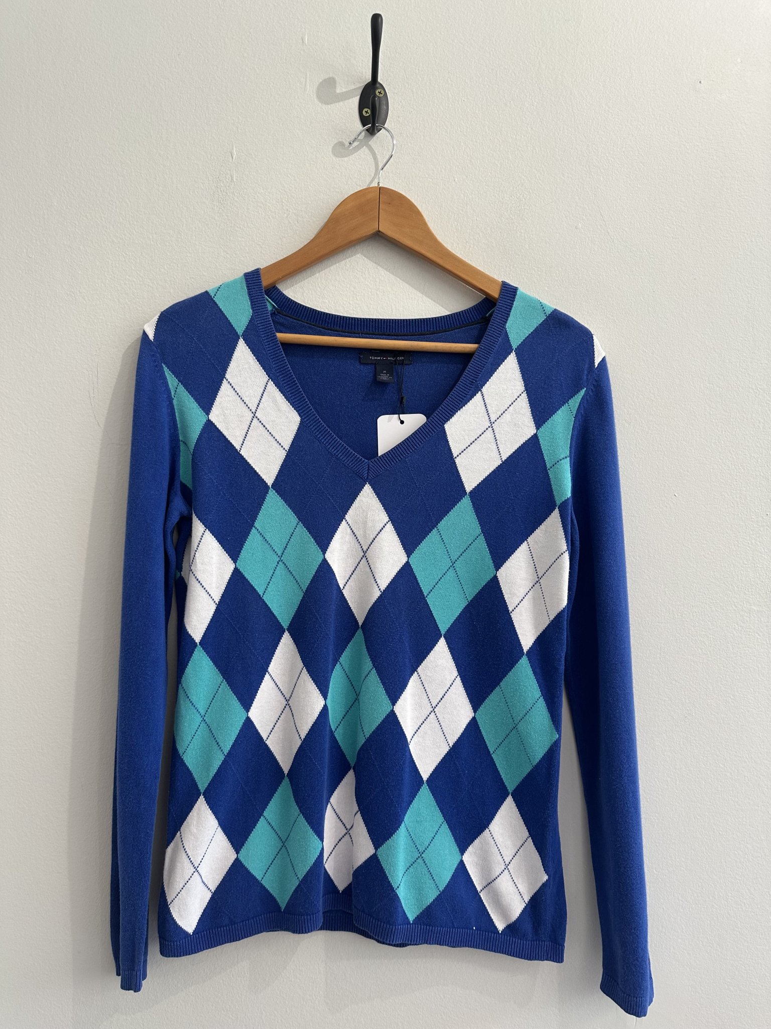 Suéter xadrez azul m/longa Tommy Hilfiger - M tamanho M - vista adicional 2